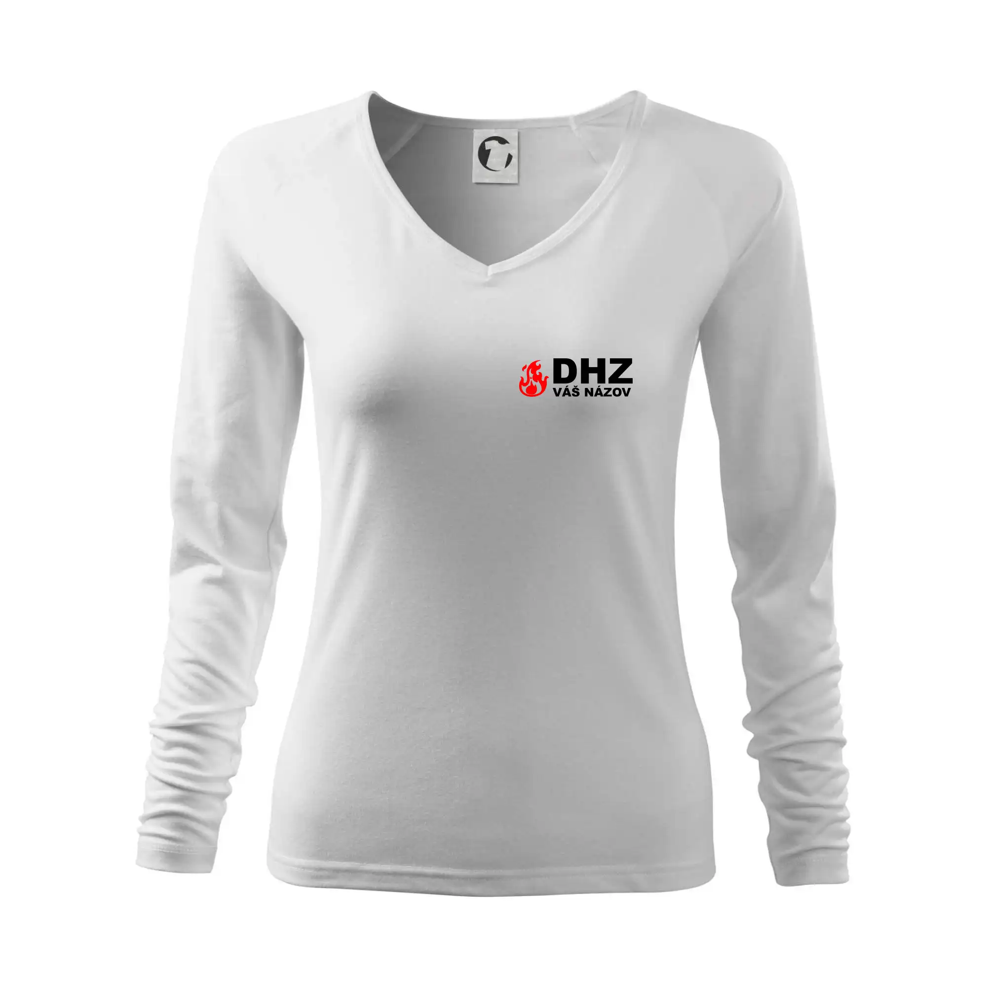 Originálne tričká pre hasičov - DHZ (oheň, názov sboru - vlastný nápis) - Tričko dámske Elegance