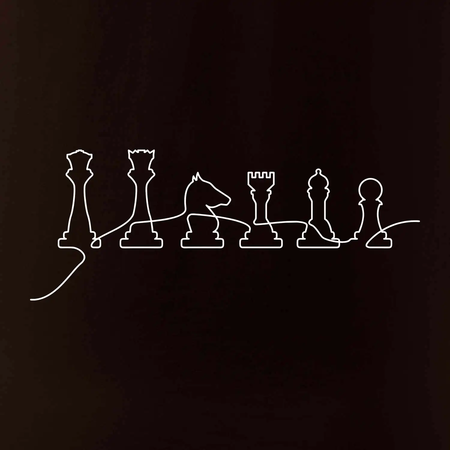 Šachové figurky v řadě - obrys