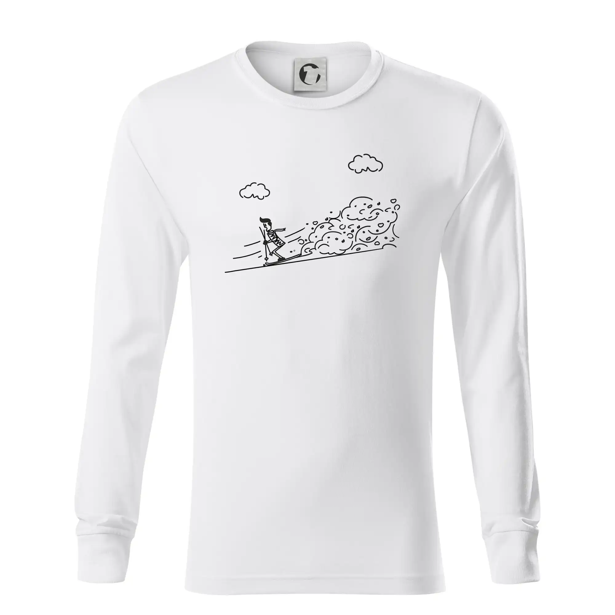 Kreslený lyžař na horách