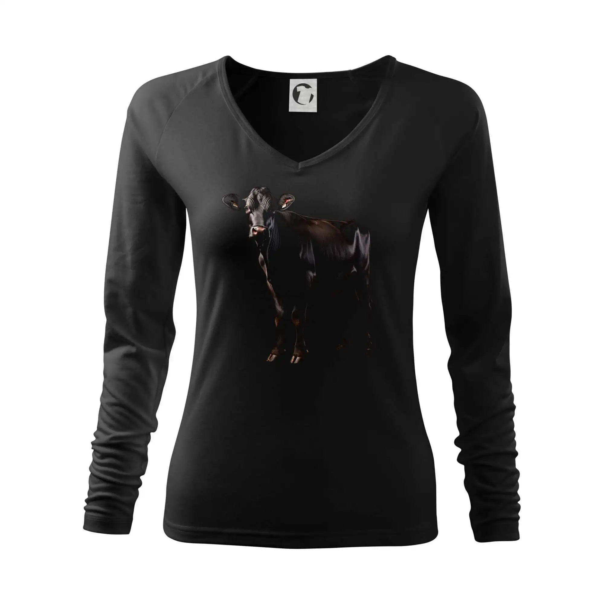 Tričká s kravou - Čierna krava čierna fotka - Tričko dámske Elegance