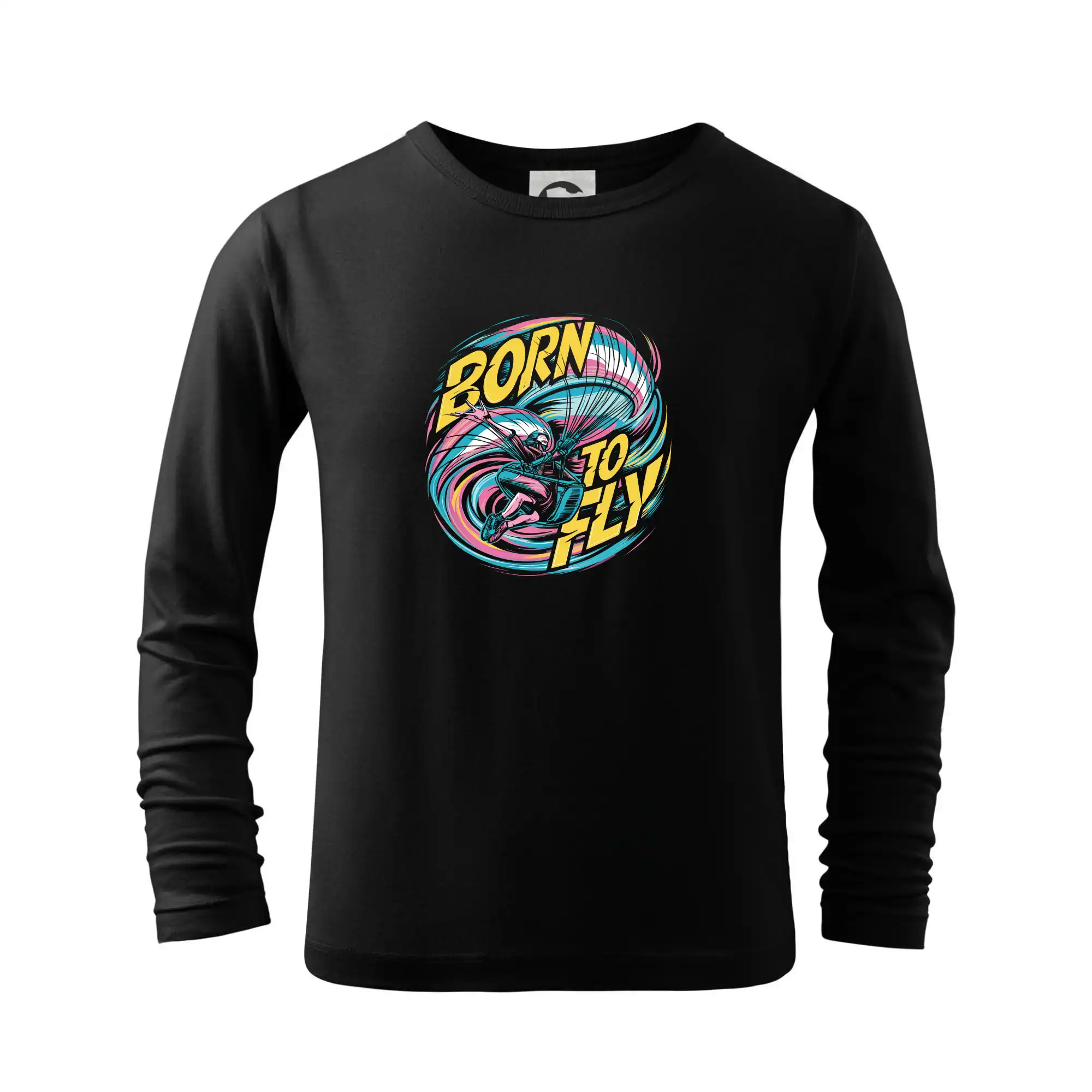 Tričká s motívom paraglidingu - Paraglide Born to fly kruh - Tričko detské Long Sleeve