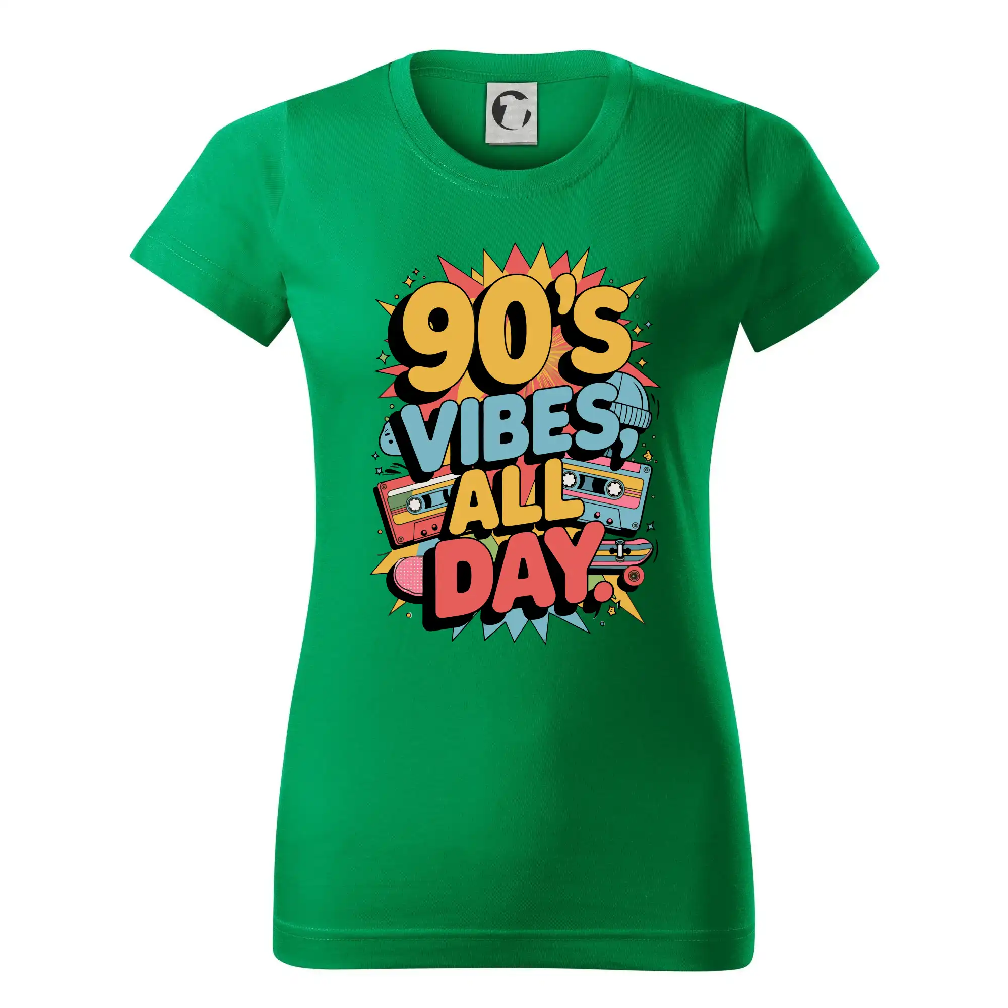 90s vibes all day - Dámske tričko basic - ľahko voľnejšie a dlhšie