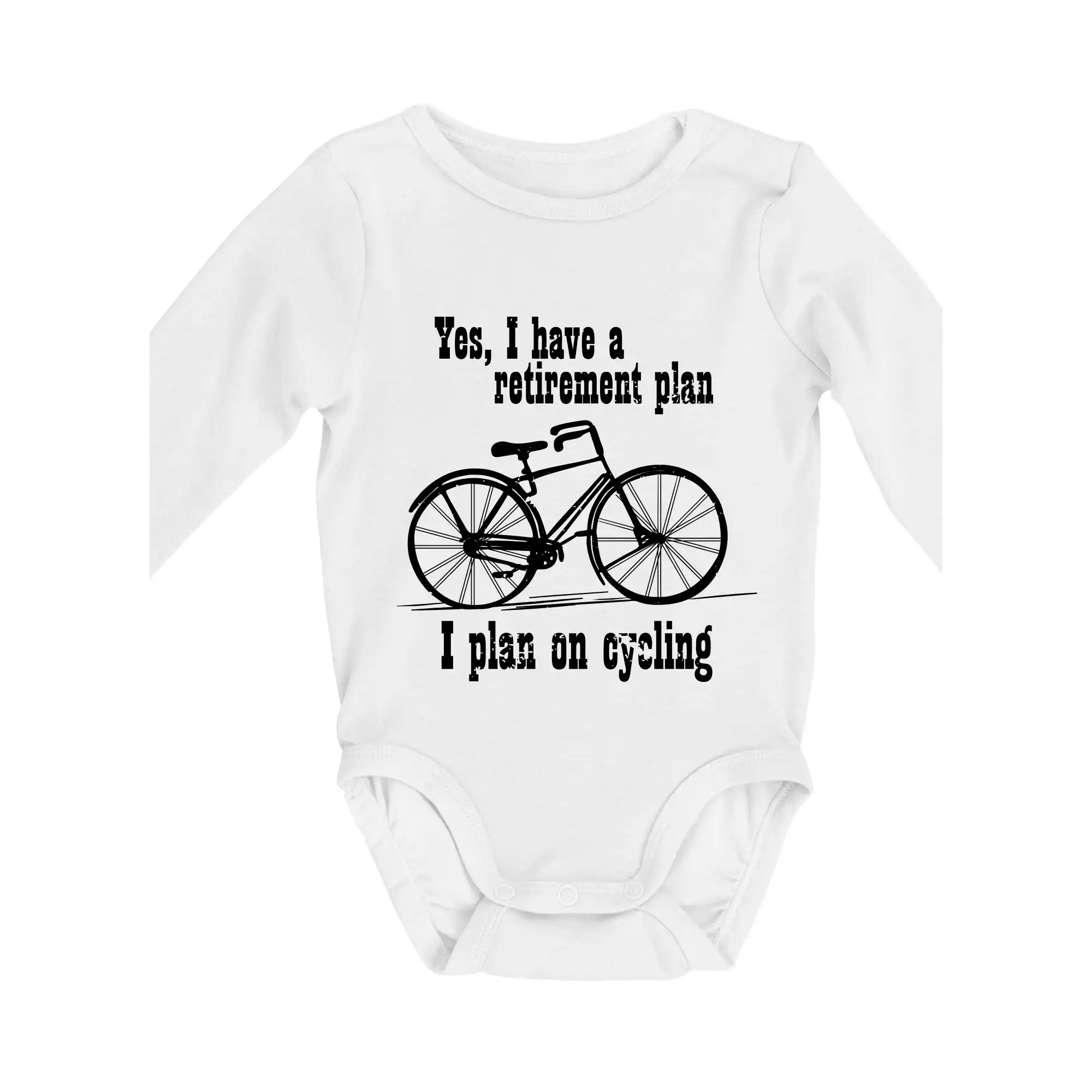 Tričko ako darček pre cyklistu - Staré koleso - Yes, I have a retirement plan, Aj plan on cycling - Body dojčenské s dlhým rukávom
