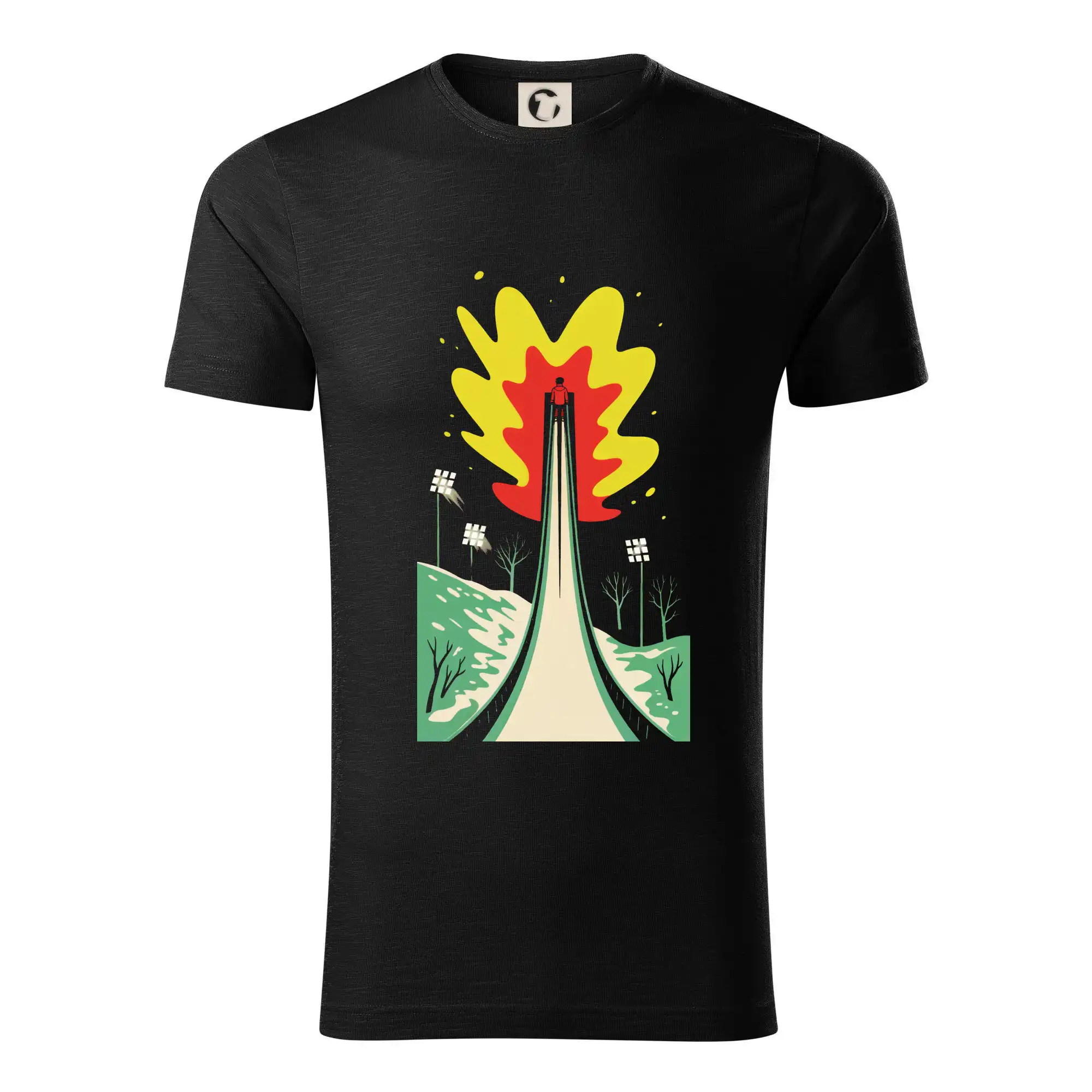 Lyže a Snowboard - Skokanské mostíky abstraktné - Tričko z organickej bavlny