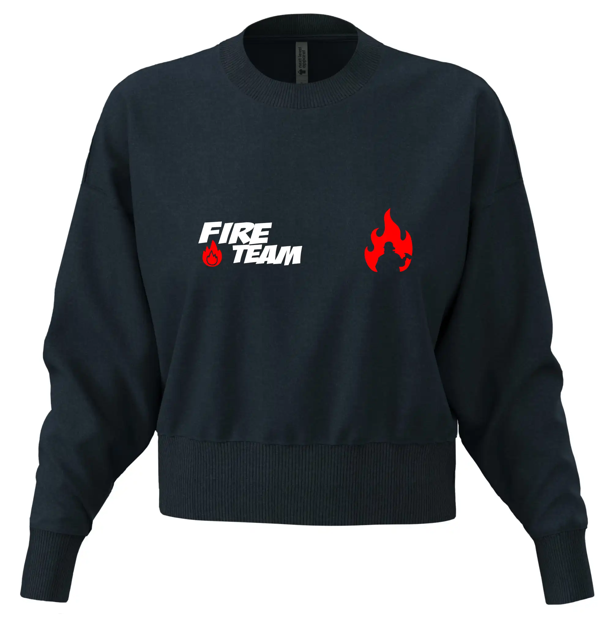 Originálne tričká pre hasičov - Fire Team plamen - Mikina oversize crop OVERSIZE