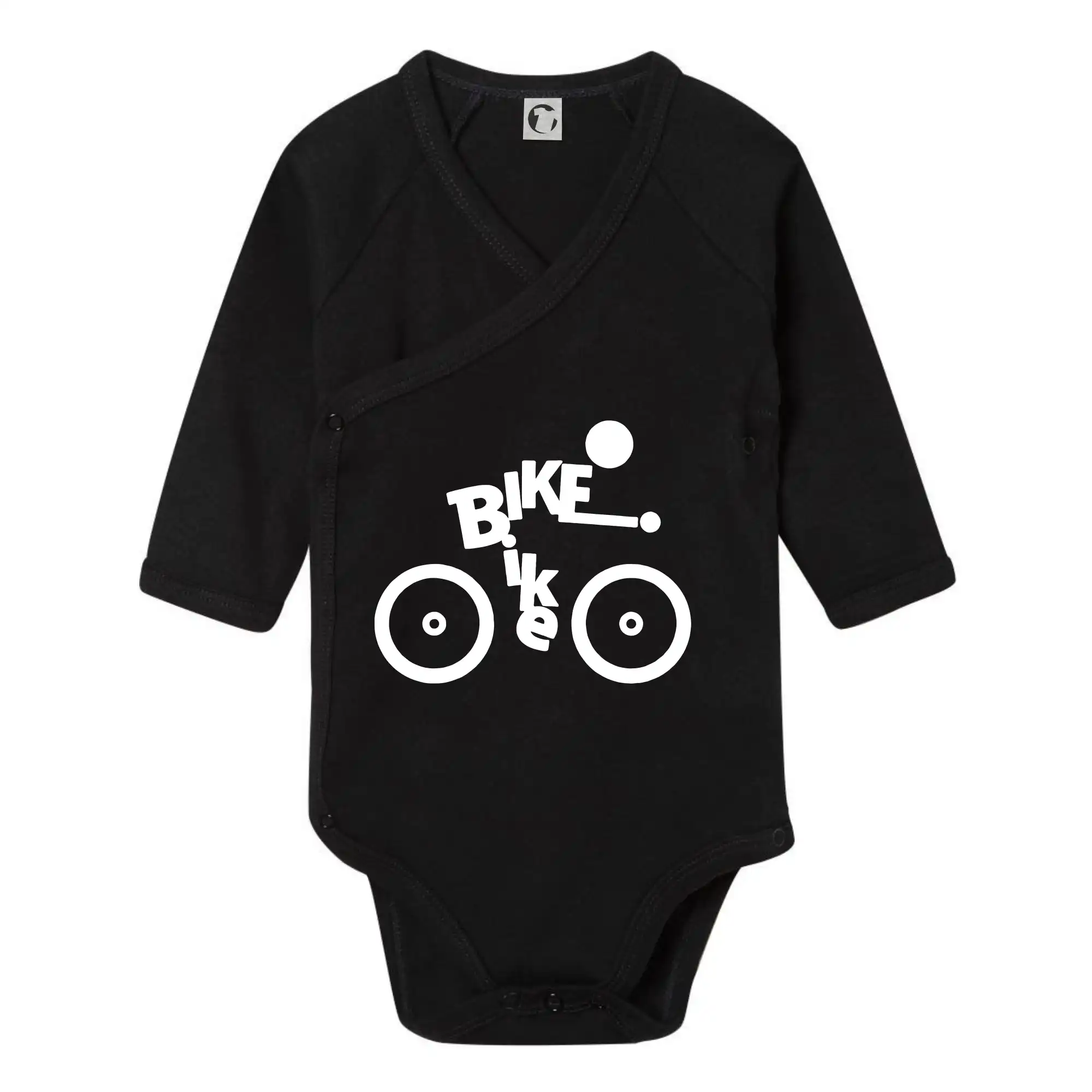 Tričko ako darček pre cyklistu - Bike nápis postava - Body zavinovacie s dlhým rukávom