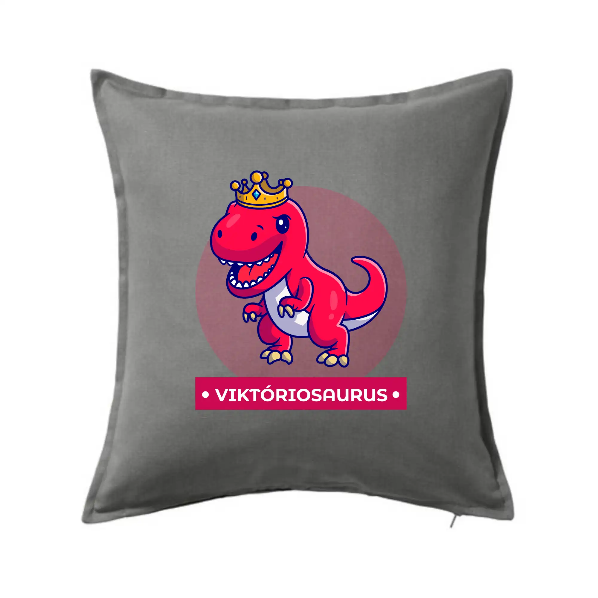 Detské tričká, mikiny a body s originálnymi potlačami | Veselé motívy pre chlapcov aj dievčatá - Dinosaurie mená - červený dinosaurus - Vankúš 50x50