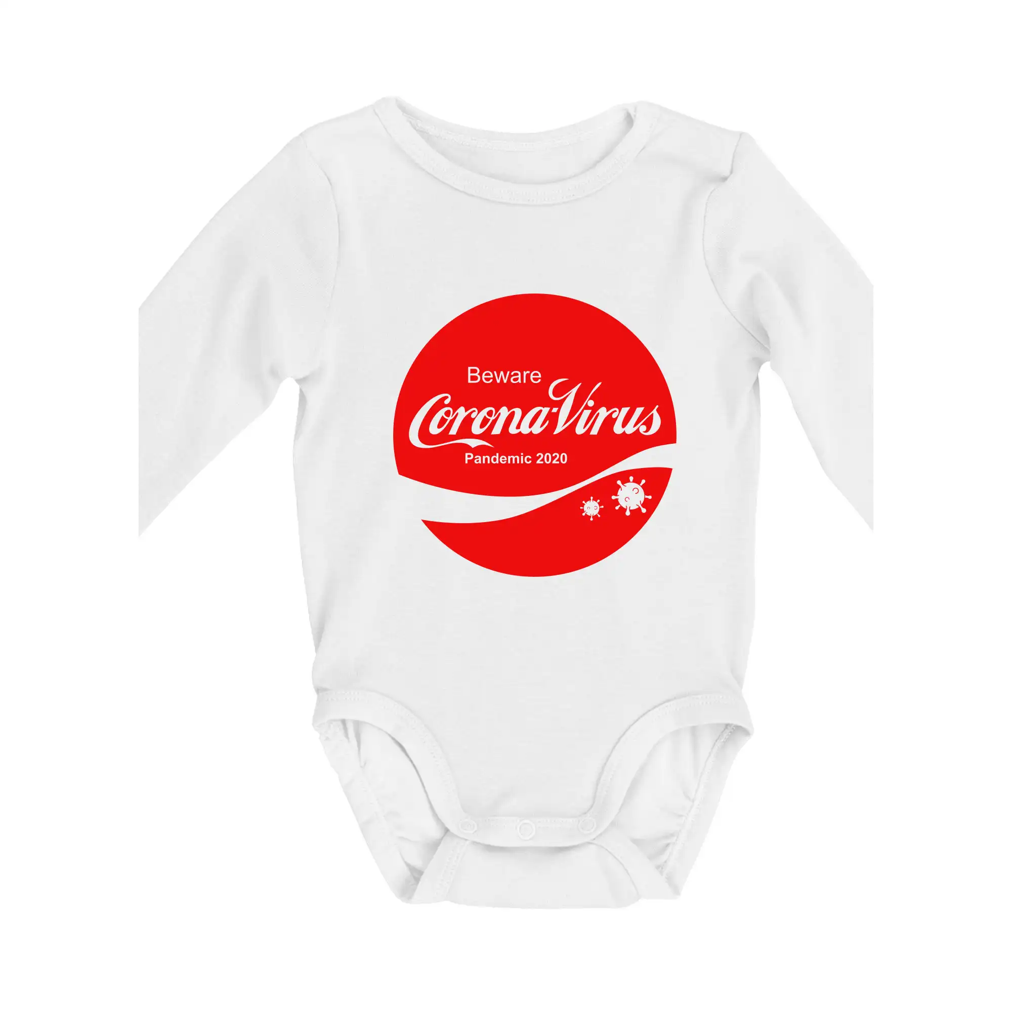 Corona virus pandemic logo - Body dojčenské s dlhým rukávom