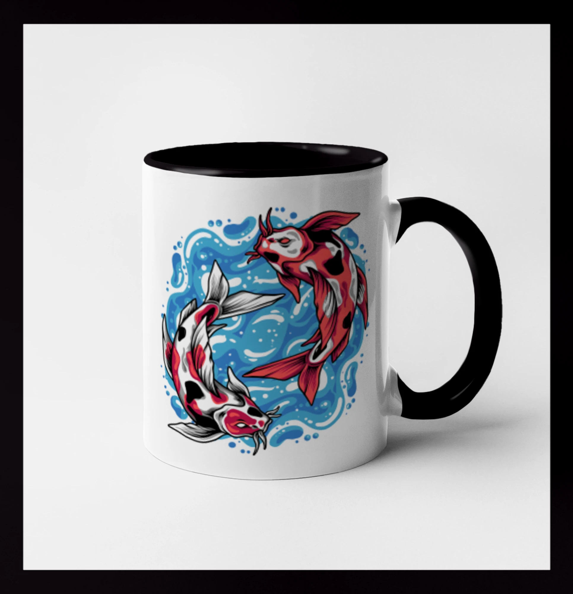 Tričká ryby - Yin & Yang Koi kapor - červený - Hrnček 