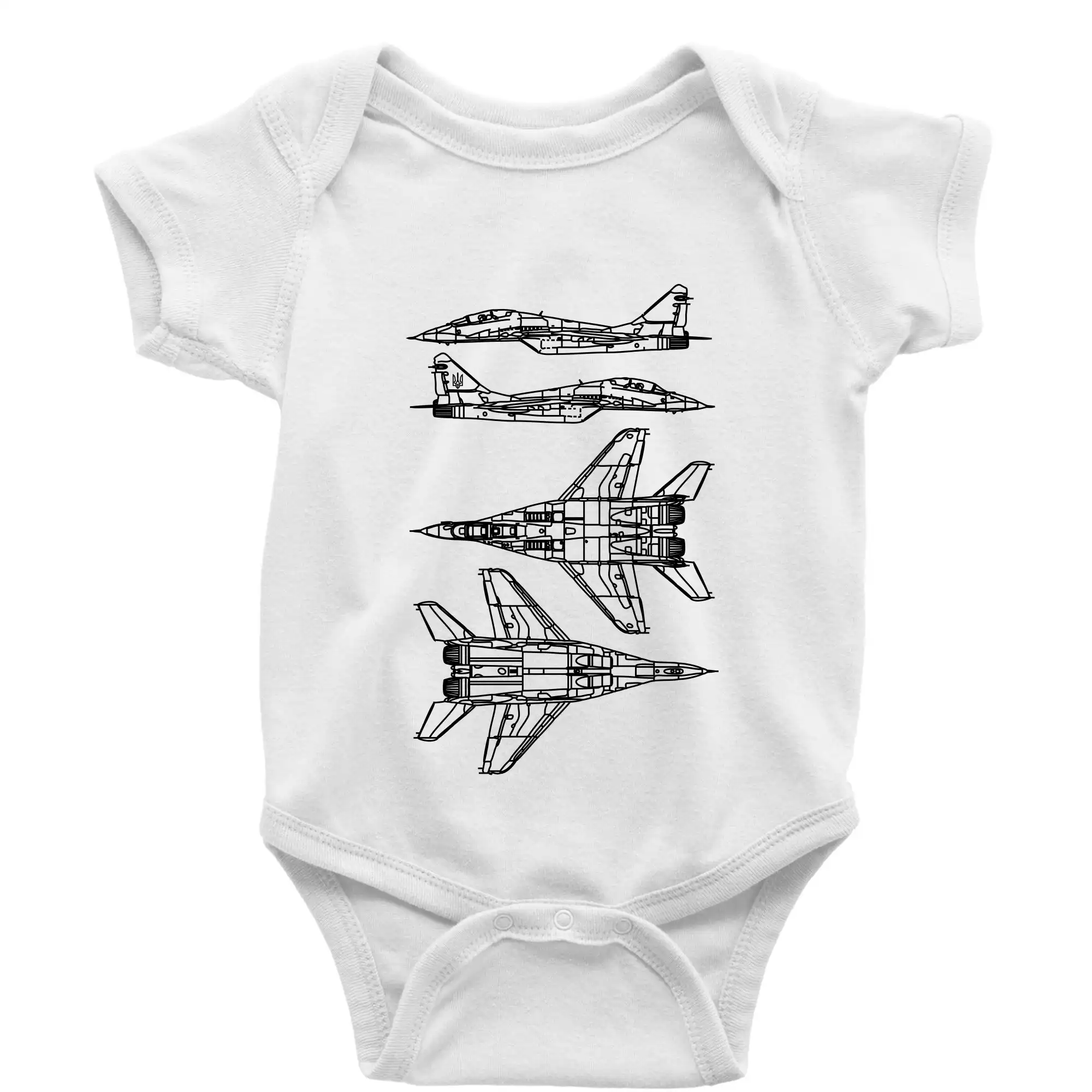 Tričká s vlajkou ukrajiny - Mig 29 Fulcrum - obrys - Body dojčenské s krátkym rukávom