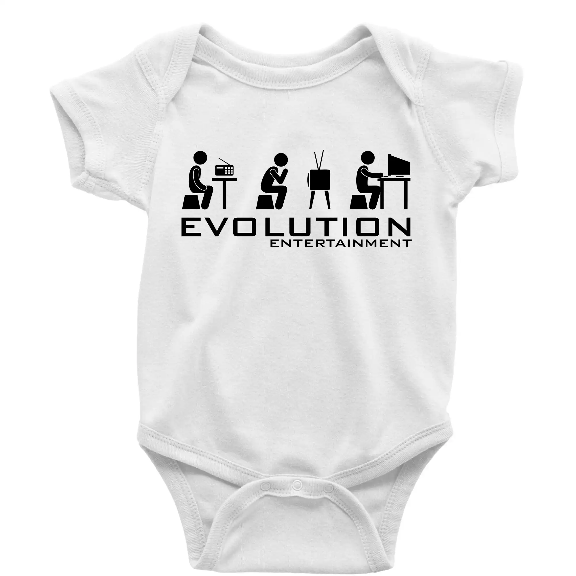 Tričká s potlačou evolúcia - Evolúcia zábavy - Body dojčenské s krátkym rukávom