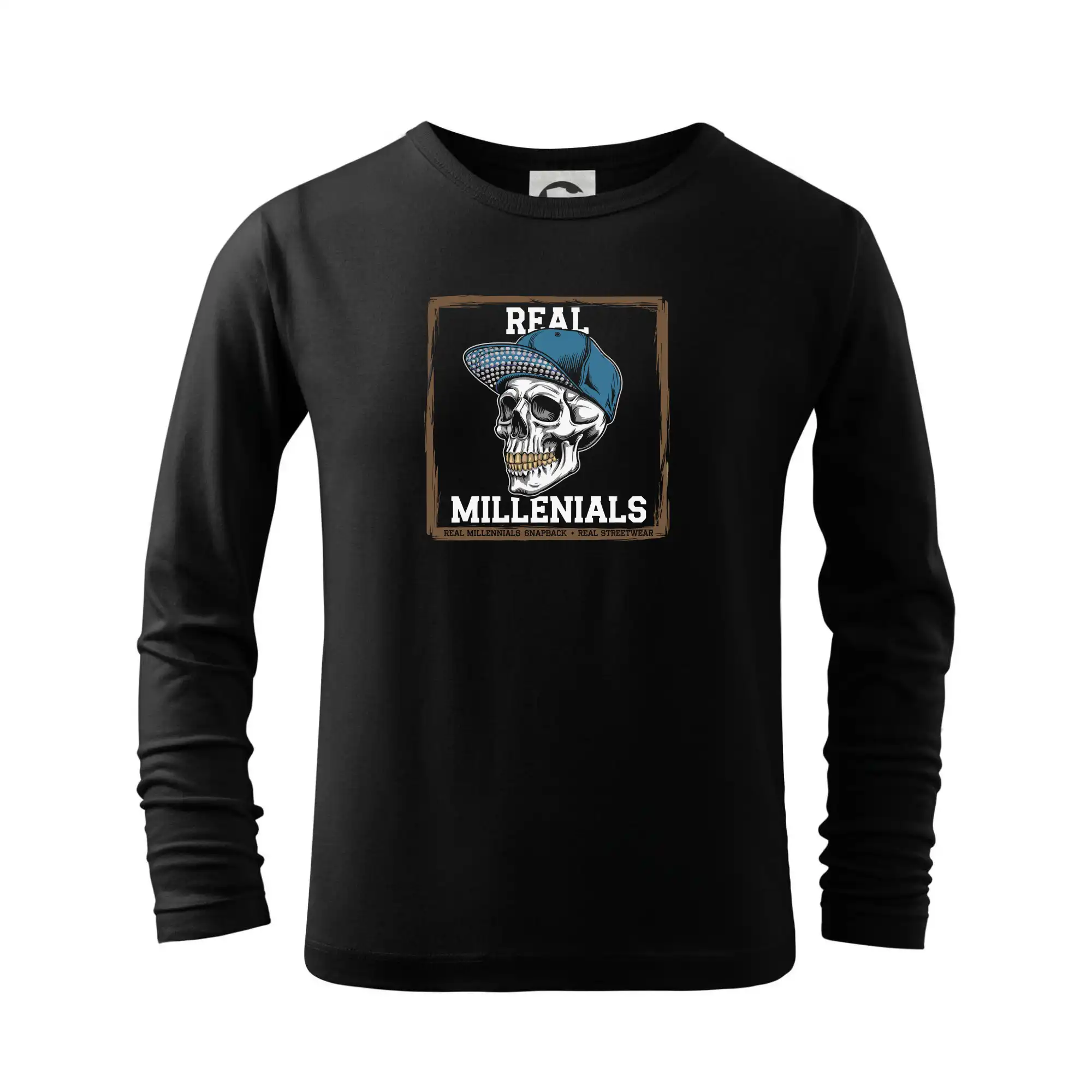 Tričká s motívmi ktoré frčia na internete - Generace Y - Real millennials lebka - Tričko detské Long Sleeve