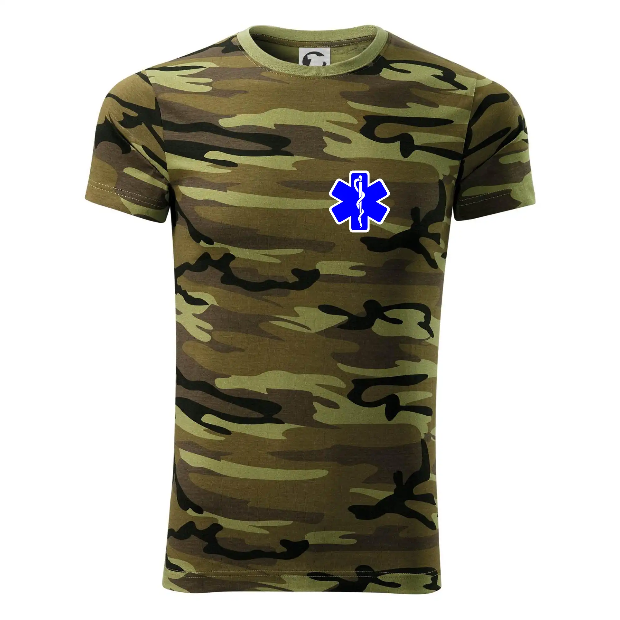 Tričká a mikiny pre záchranárov a lekárov - Kvalitné oblečenie pre zdravotníkov - Rescue - Hviezda na prsníku + nápis na chrbte - Army CAMOUFLAGE