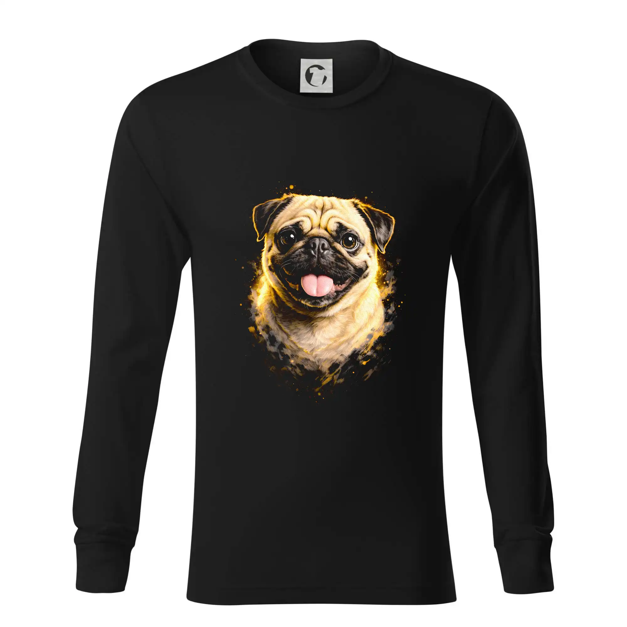 Mops na tričku - Obrázok poltón Mops - Tričko s dlhým rukávom LS R05