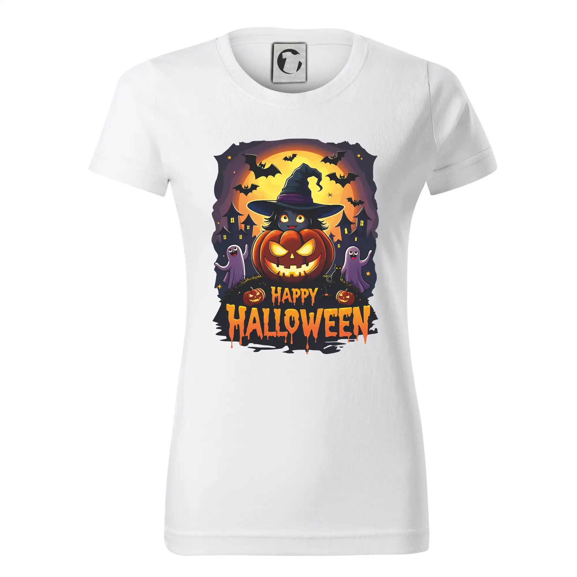 Grafické tričká - Happy Halloween - Dámske tričko basic - ľahko voľnejšie a dlhšie