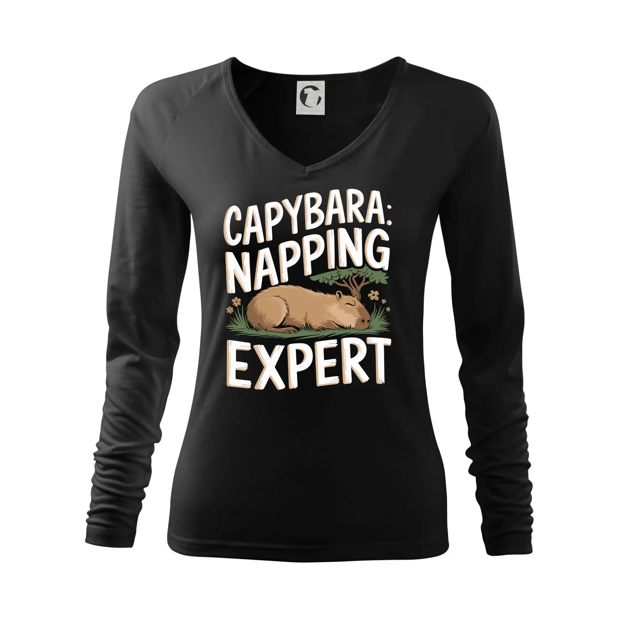Tričká so zvieratami - Capybara Napping Expert - Tričko dámske Elegance