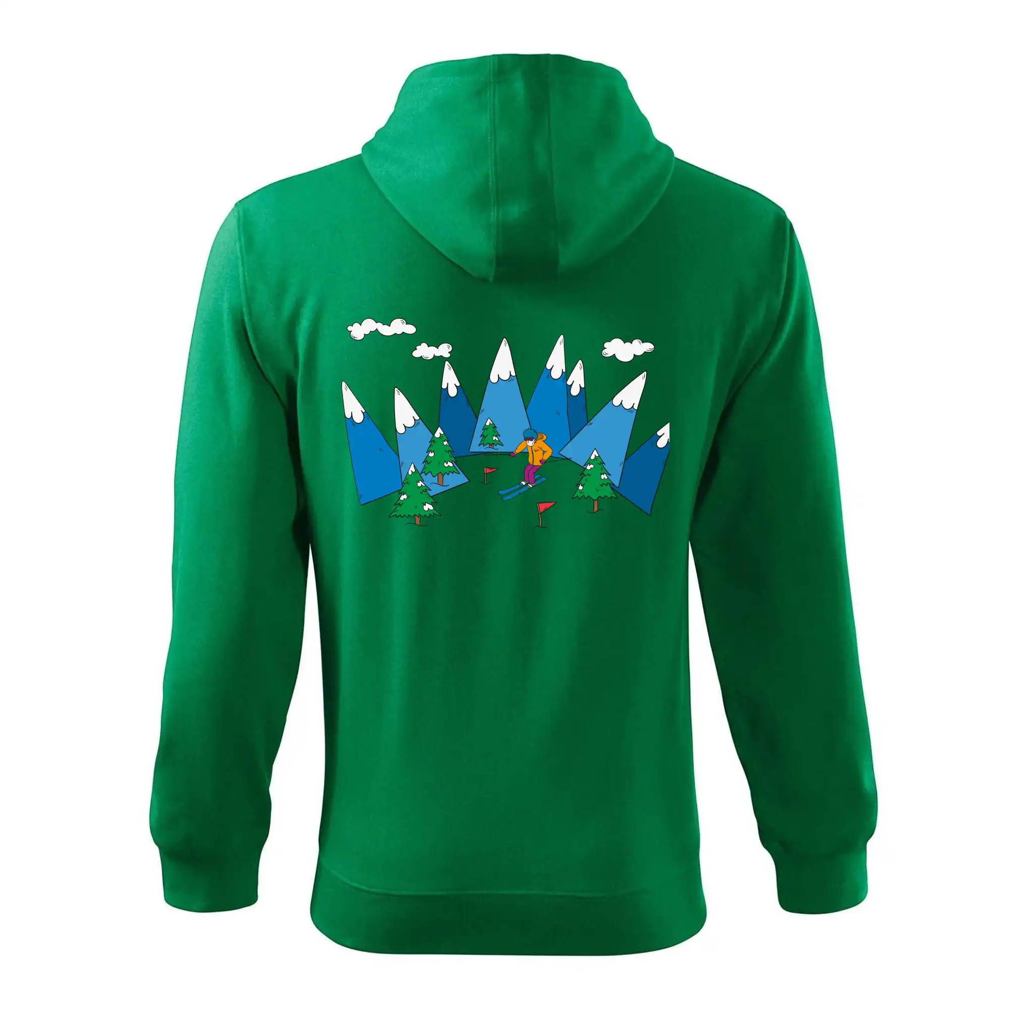 Lyžař a barevné hory