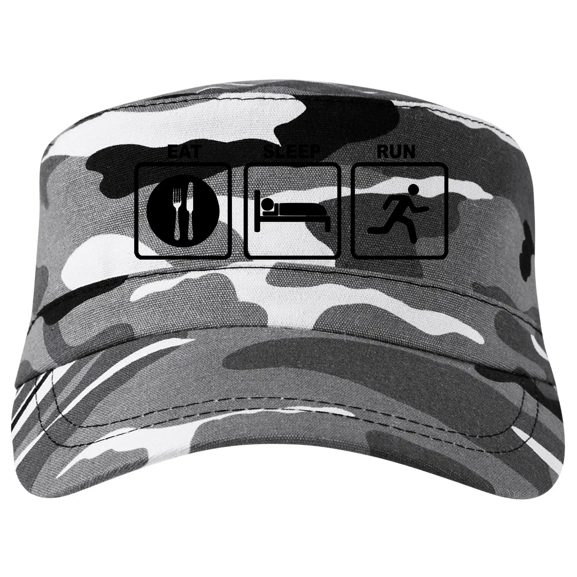 Eat sleep repeat - Eat sleep run štvorce - Šiltovka CAMO