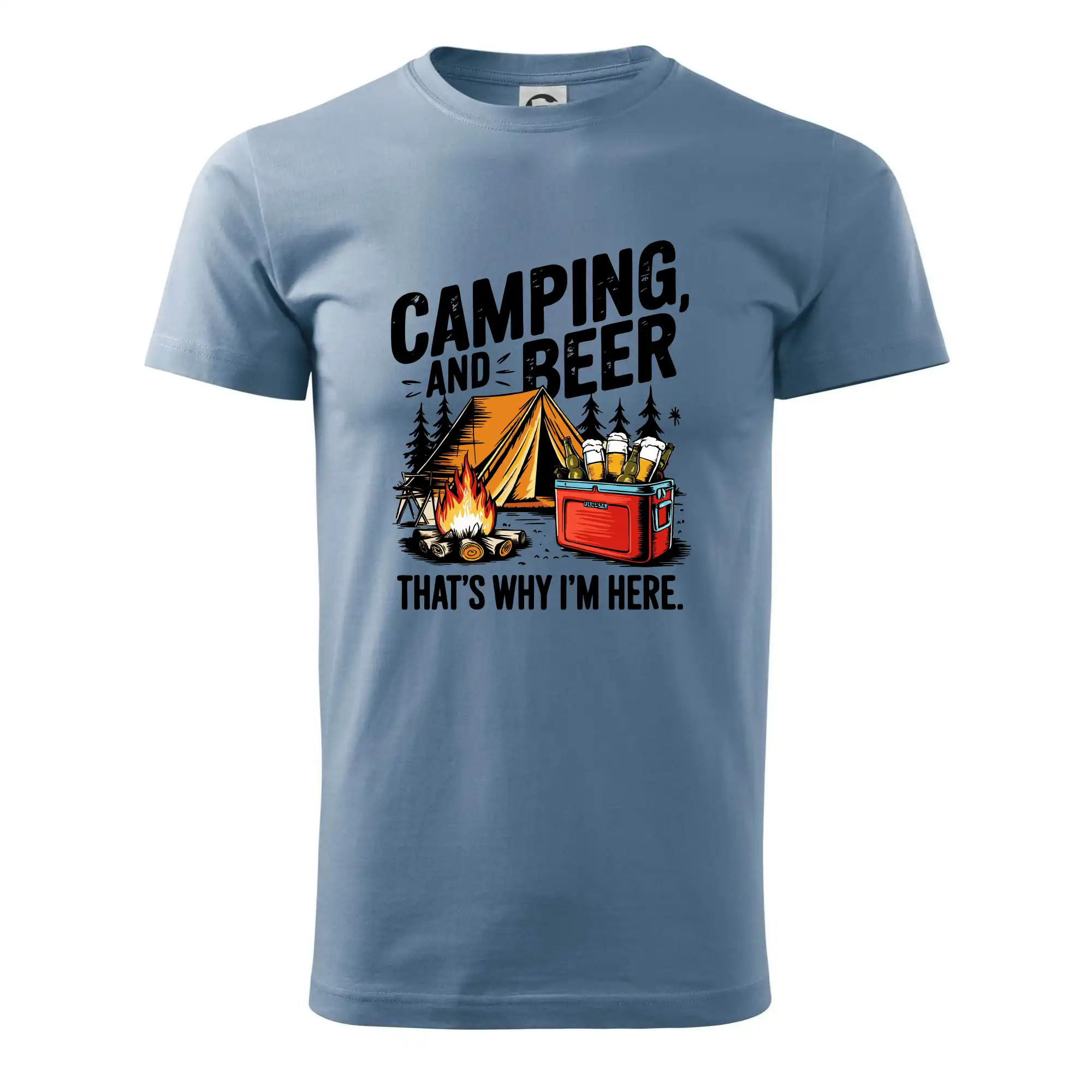 Vtipná tričká pre pivárov - Černý nápis nápis Camping and beer - Pánske tričko nižšej gramáže