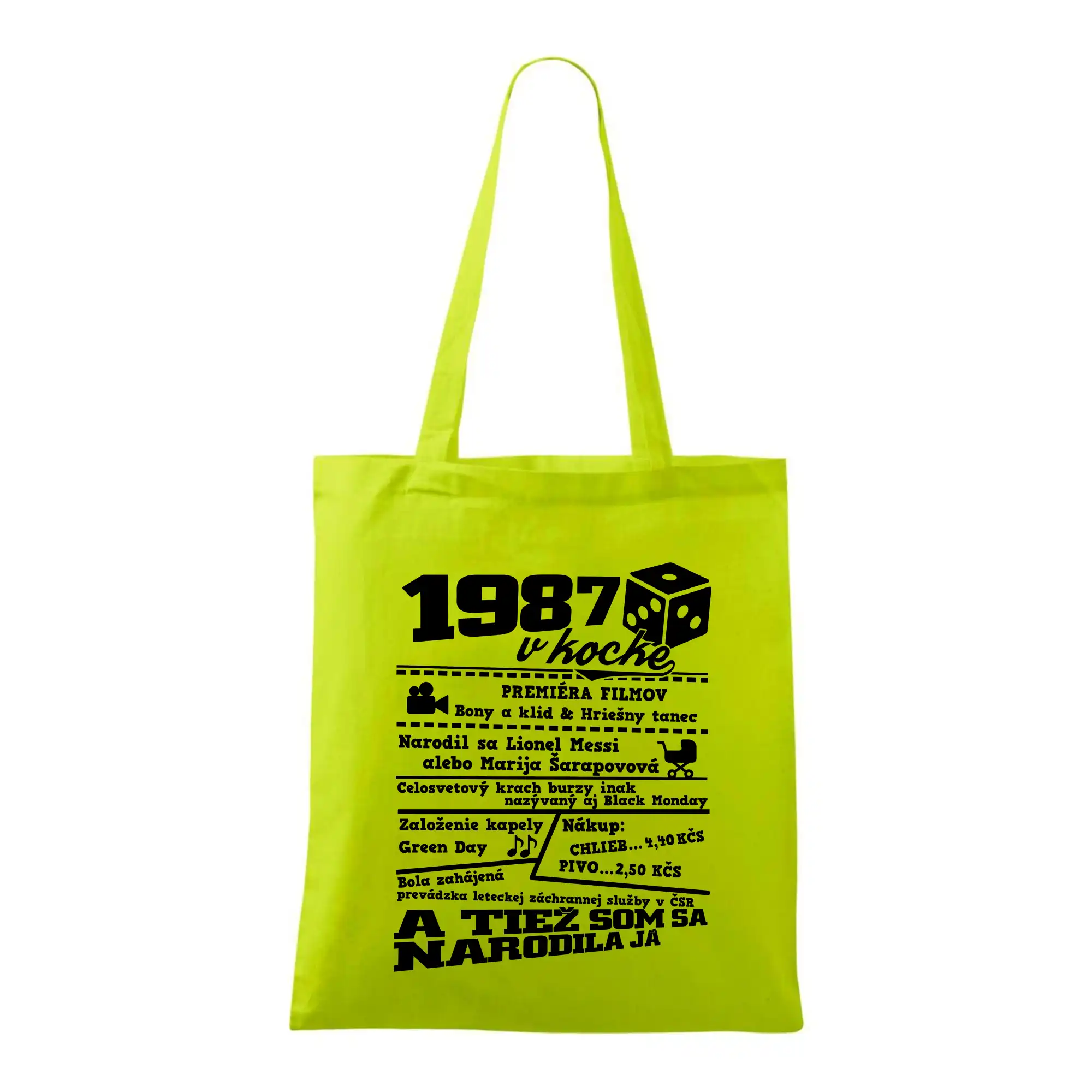 Trička s ročníkom 1987 - 1987 v kocke - Taška bavlnená