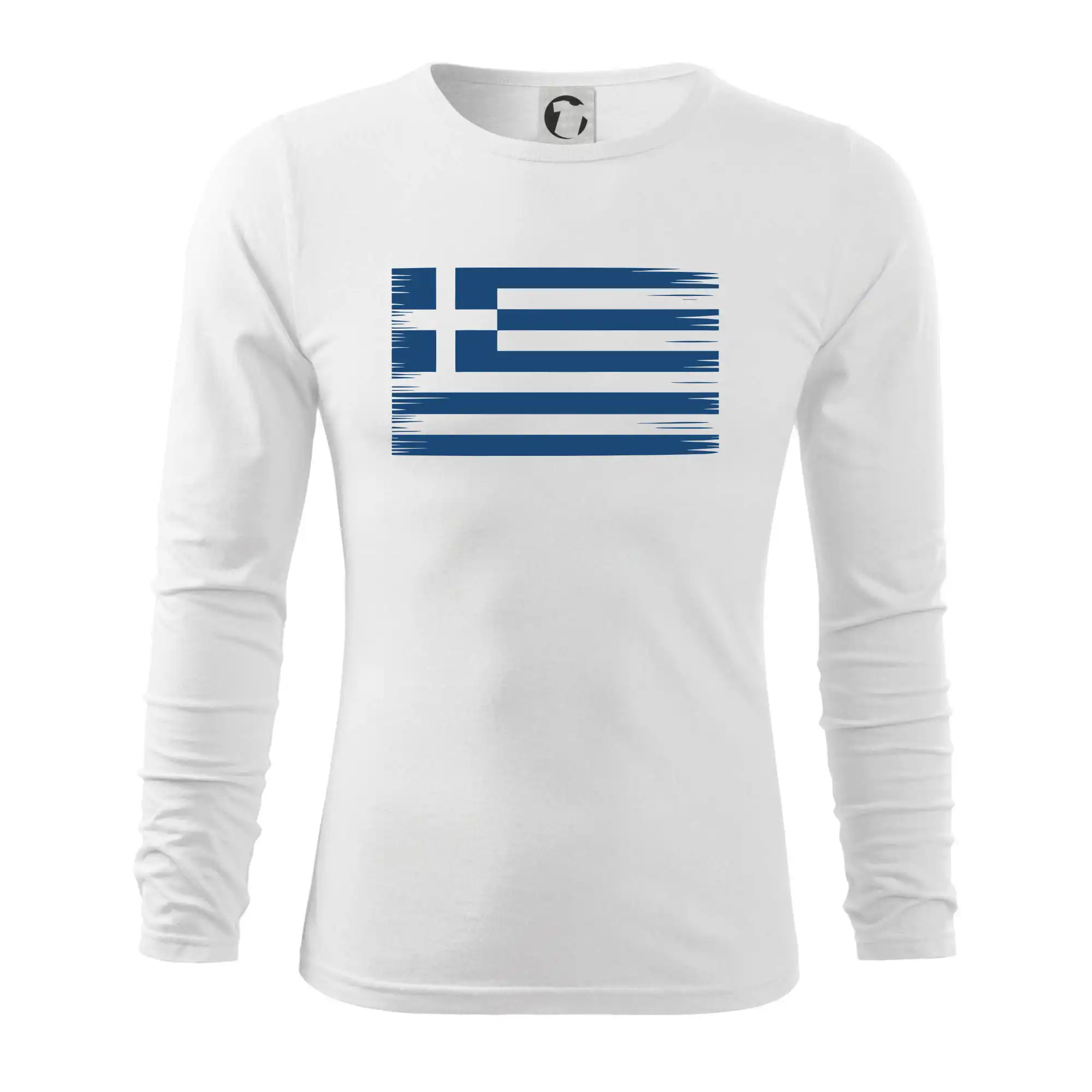 Motívy štátnych vlajok - Grécko vlajka hranatá - Tričko s dlhým rukávom FIT-T long sleeve