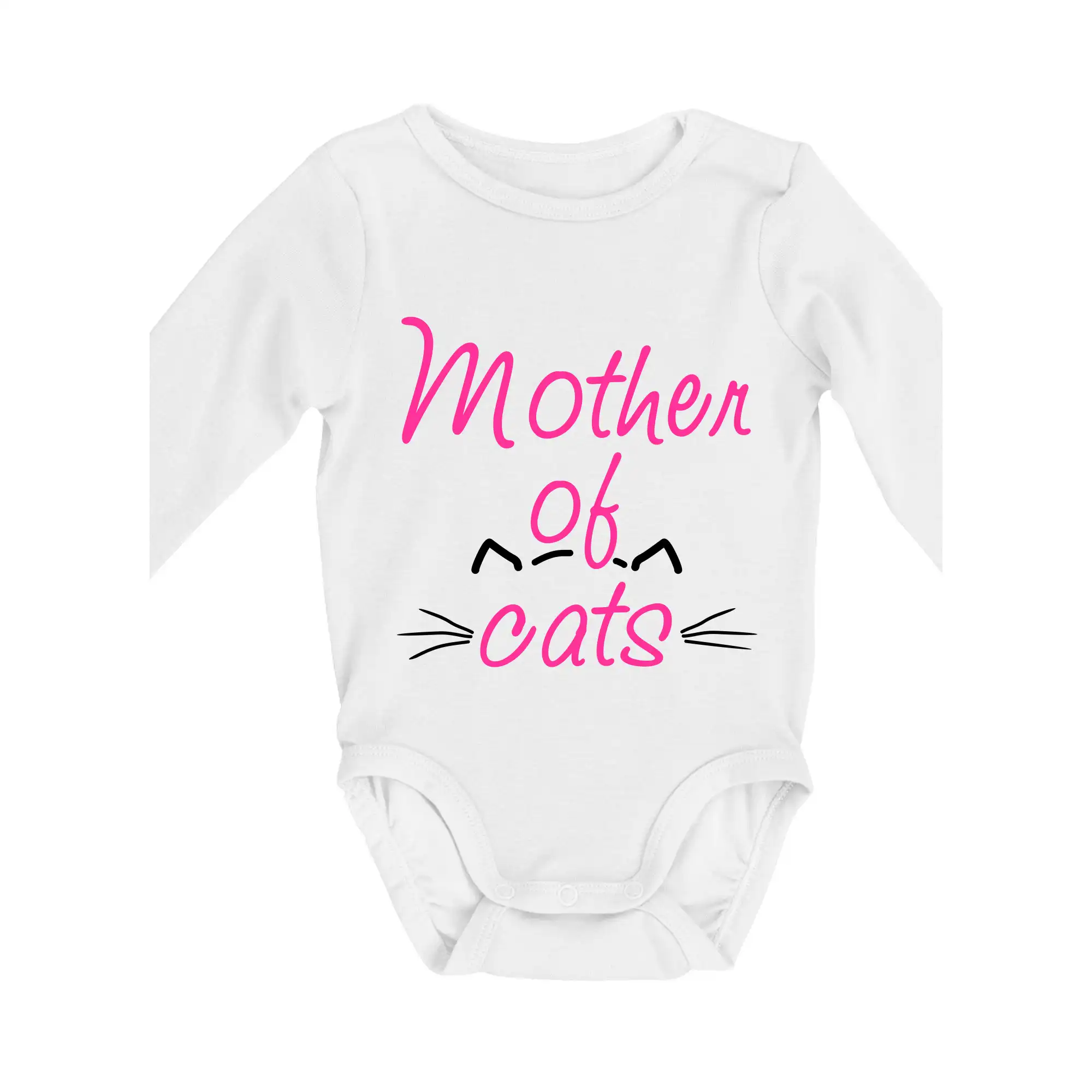 Vtipná tričká s mačkou - Mother of cats - Body dojčenské s dlhým rukávom