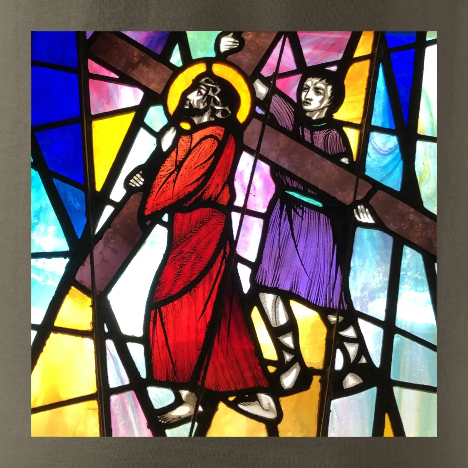 Vitráž - Ježíš a kříž