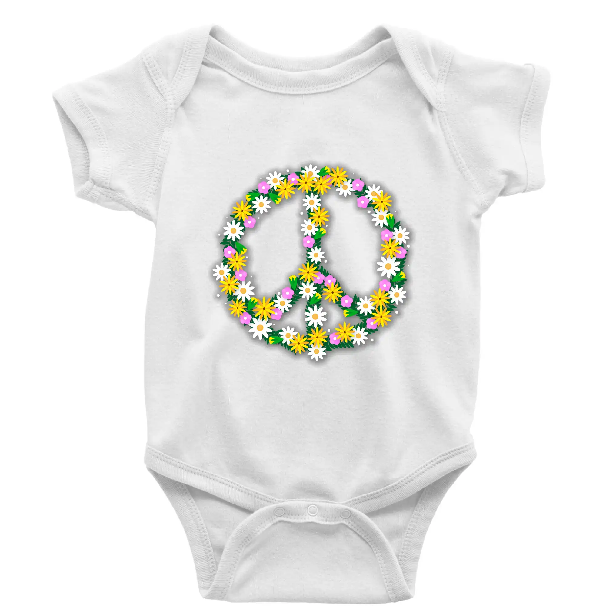 Tričká pre pohodový ľudí - Peace symbol margaréty - Body dojčenské s krátkym rukávom