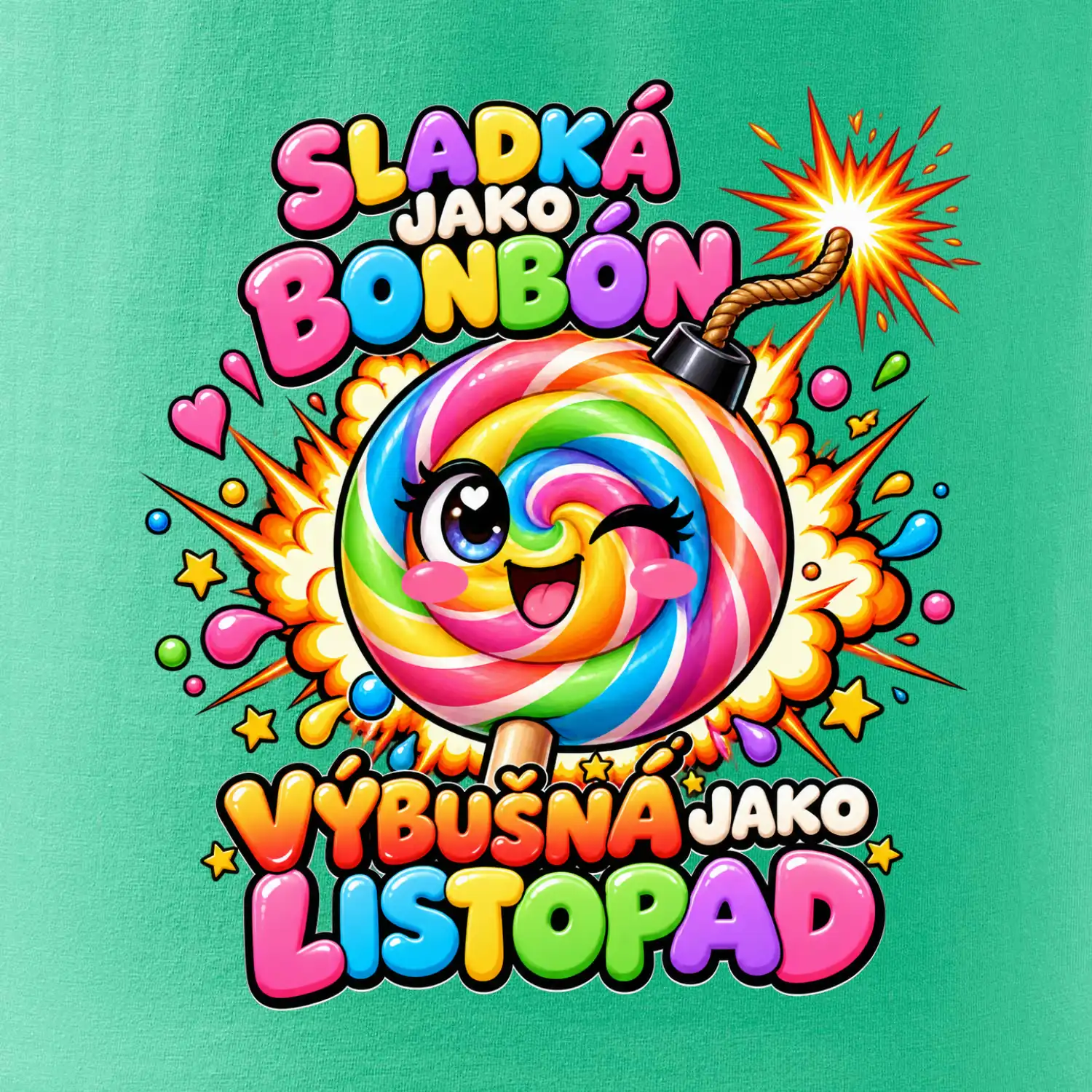 Sladké duhové lízátko s výbušnou náladou