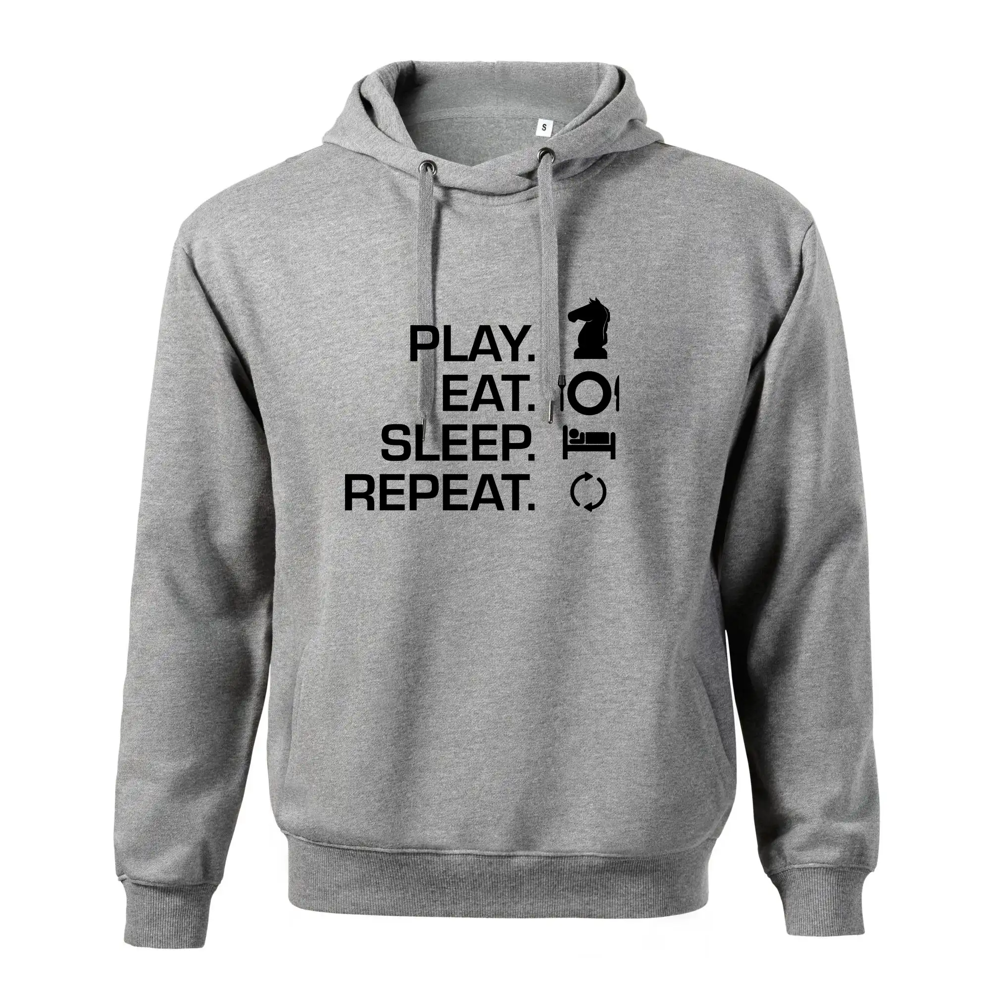 Tričká a mikiny so spoločenskými hrami  - Eat sleep play - šach - Oversized mikina pánska Moon - kratšia + širšia