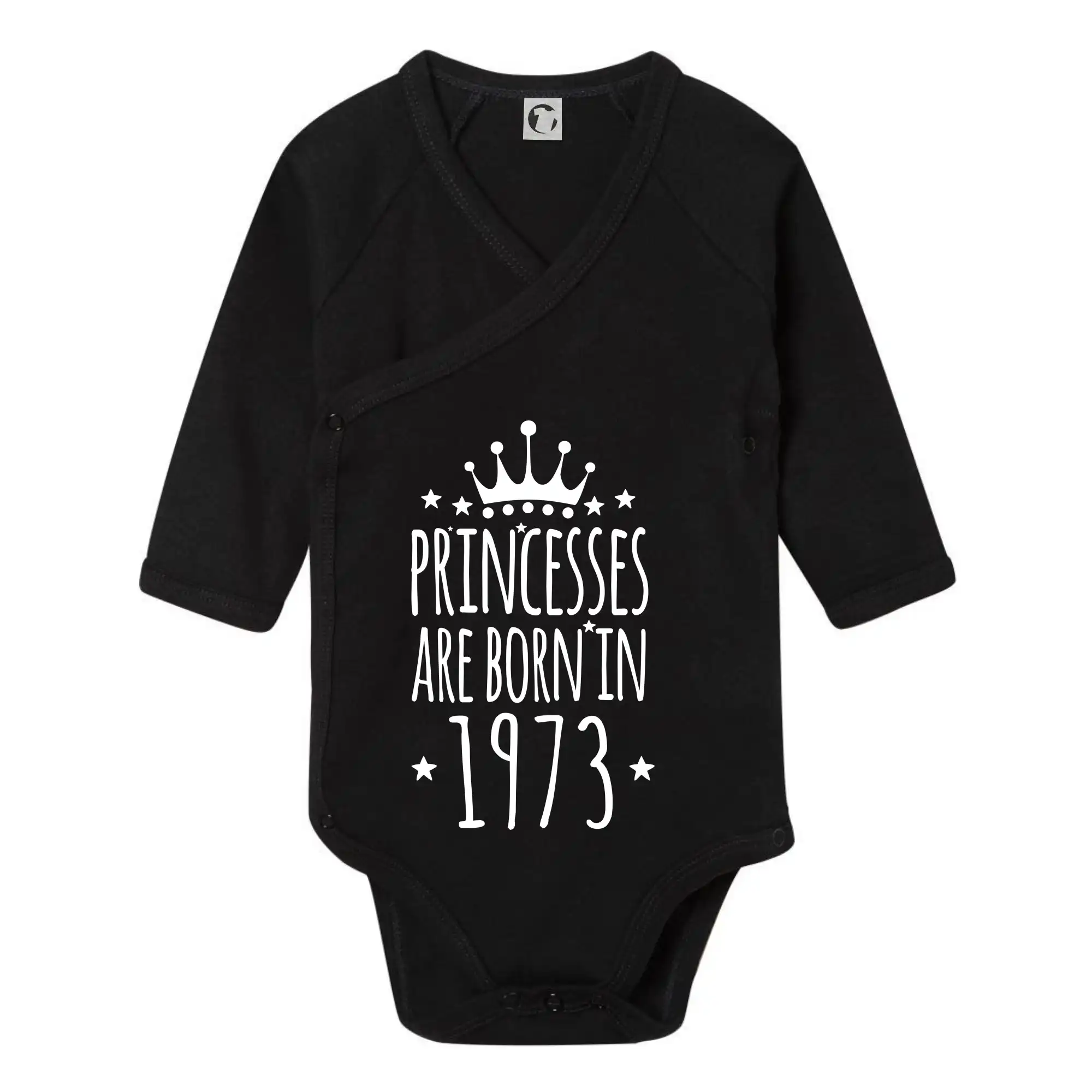 Tričká k narodeninám - Princesses are born in 1973 - Body zavinovacie s dlhým rukávom