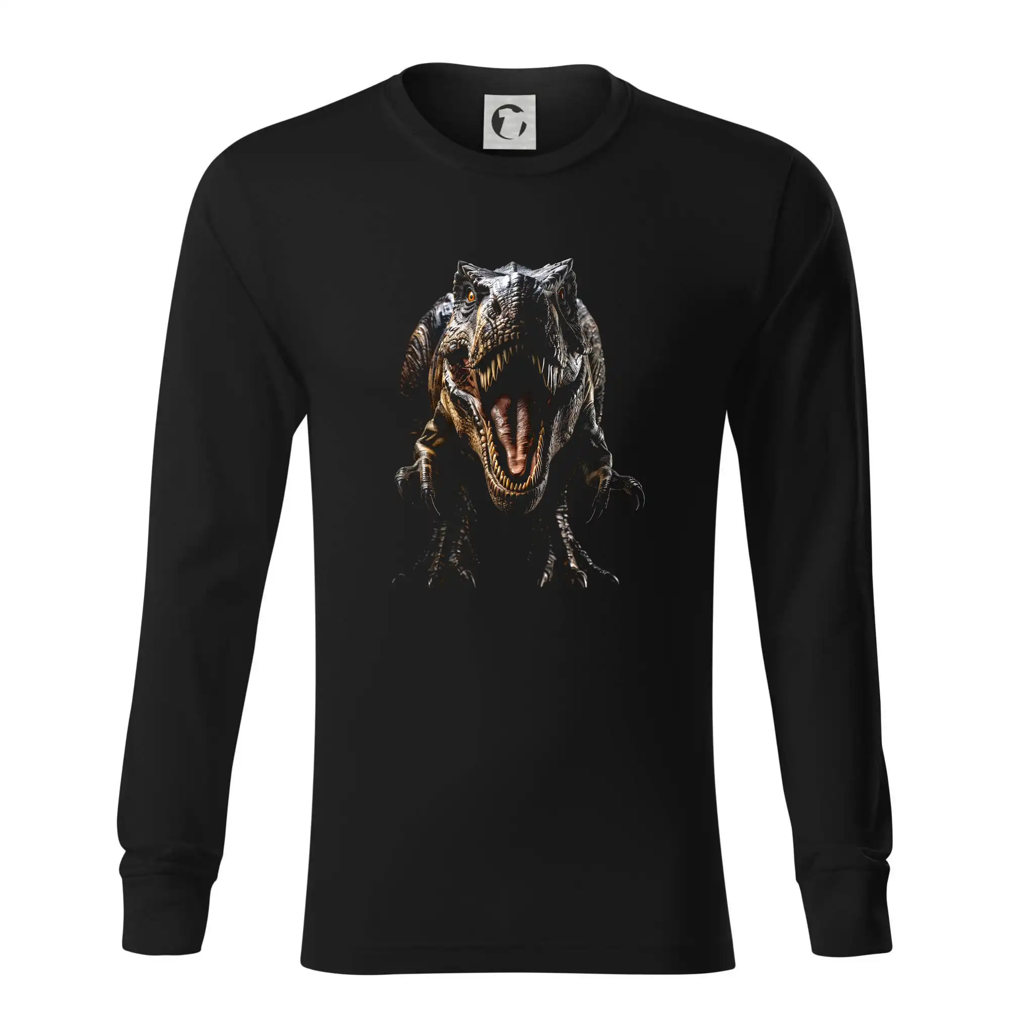 Tričká so zvieratami - Tyrannosaurus Rex čierna fotka - Tričko s dlhým rukávom LS R05