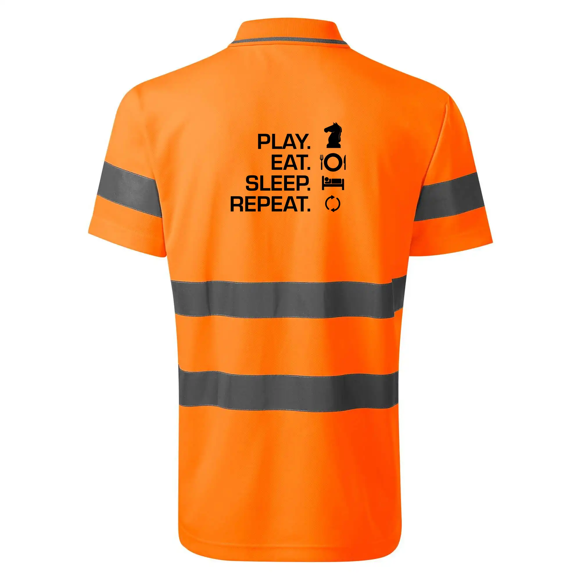 Tričká a mikiny so spoločenskými hrami  - Eat sleep play - šach - HV Runway 2V9 - Reflexné polokošeľa