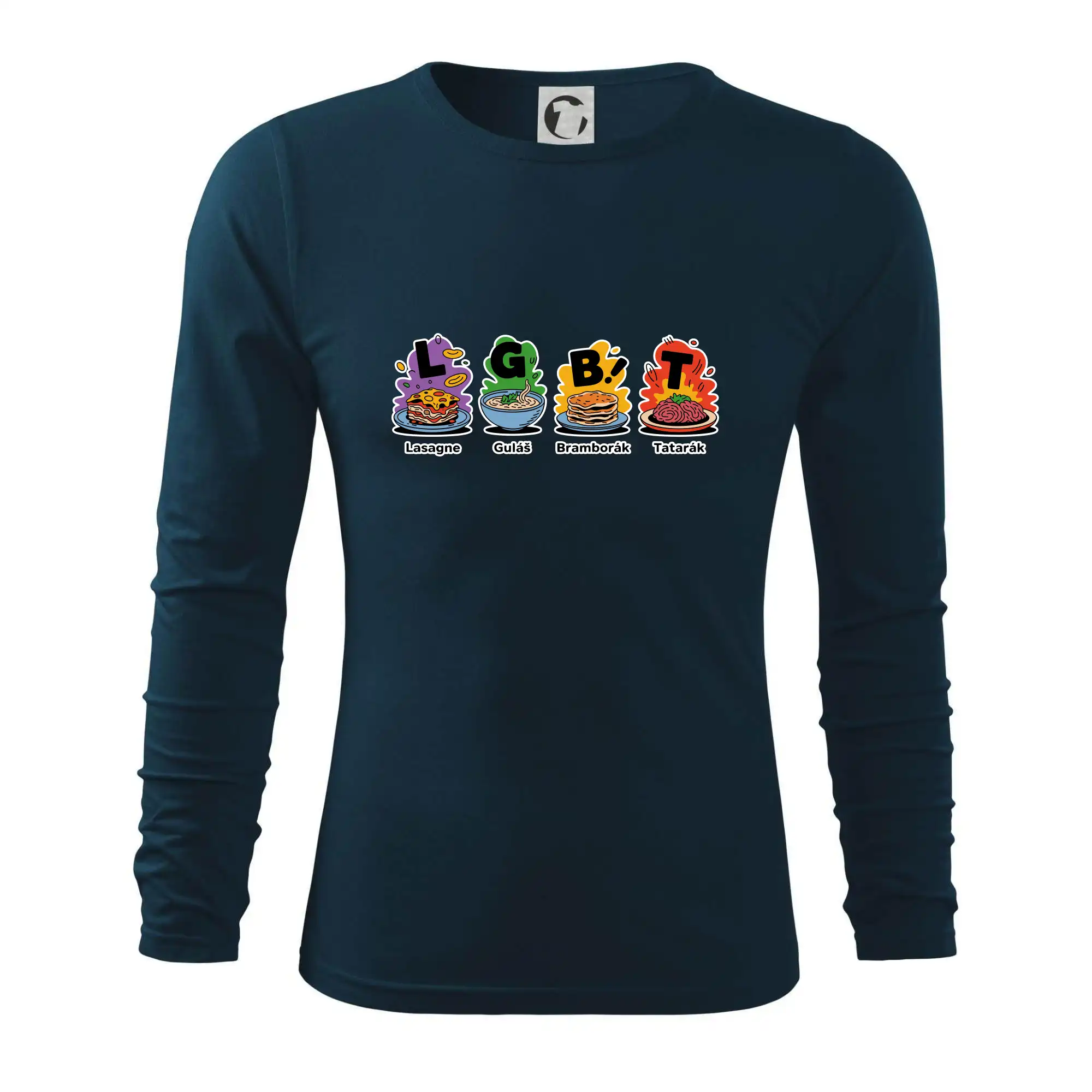 Tričká pre LGBT a Queer komunitu - LGBT - Lasagne, Guláš, Bramborák, Tatarák - Tričko s dlhým rukávom FIT-T long sleeve