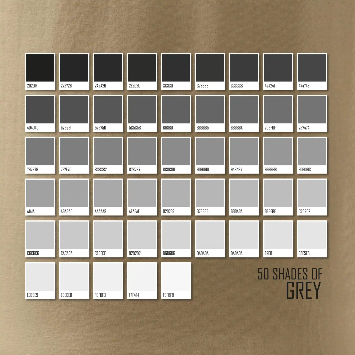 50 barevných odstínů šedi