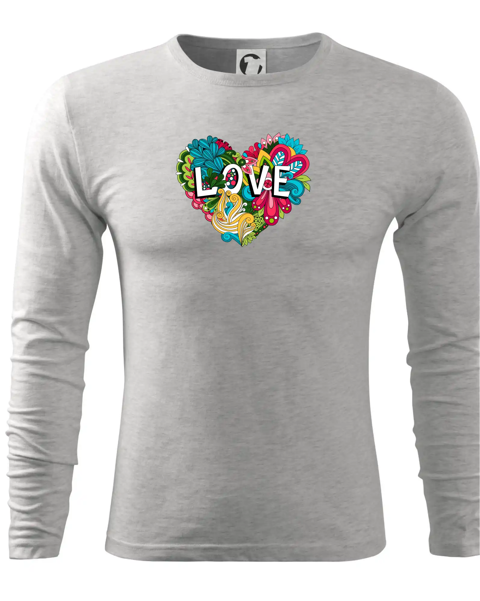 Tričká pre zamilovaných - Love nápis květovaný - Tričko s dlhým rukávom FIT-T long sleeve