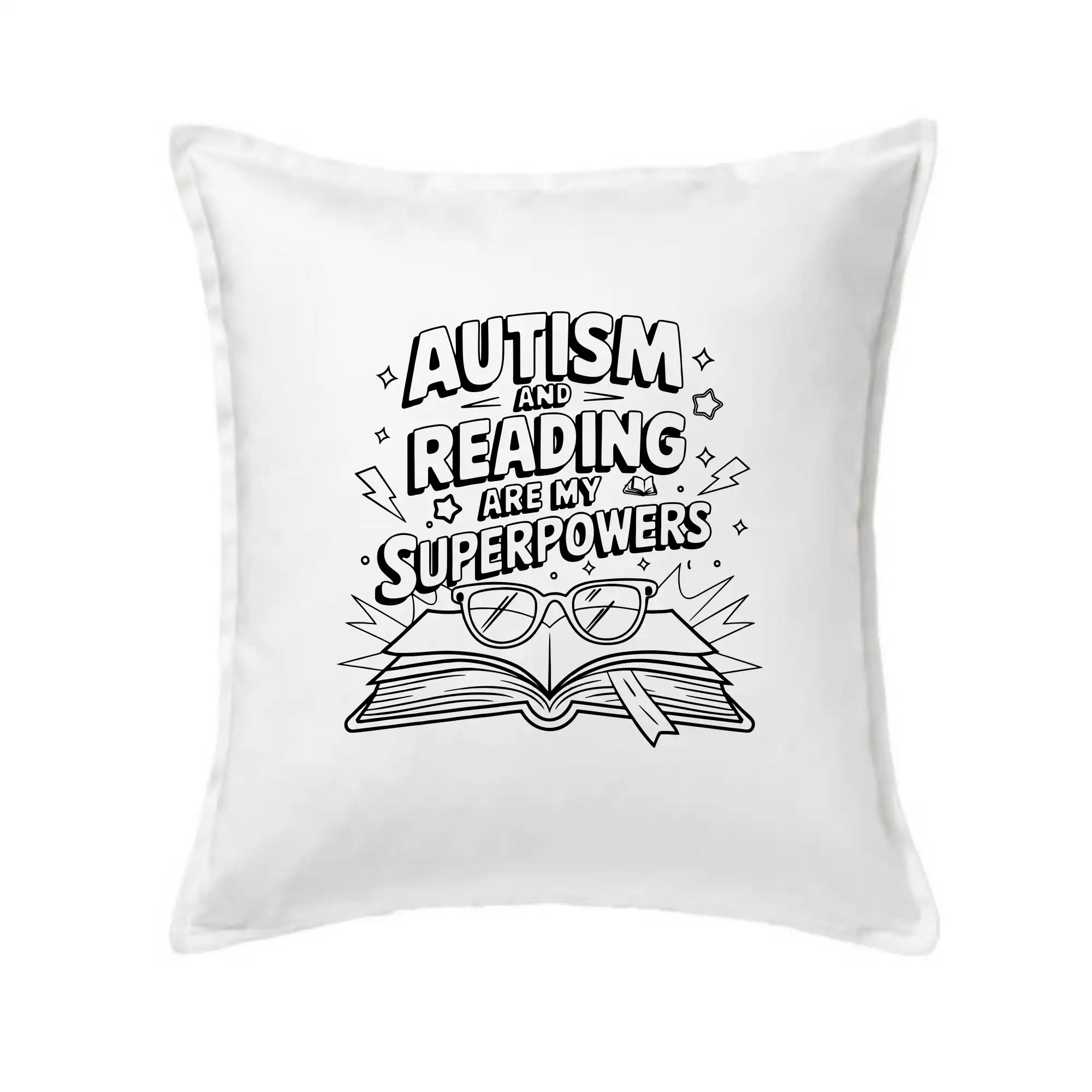 Tričká s motívom autizmu & osveta - Autism and reading are my superpowers - Vankúš 50x50