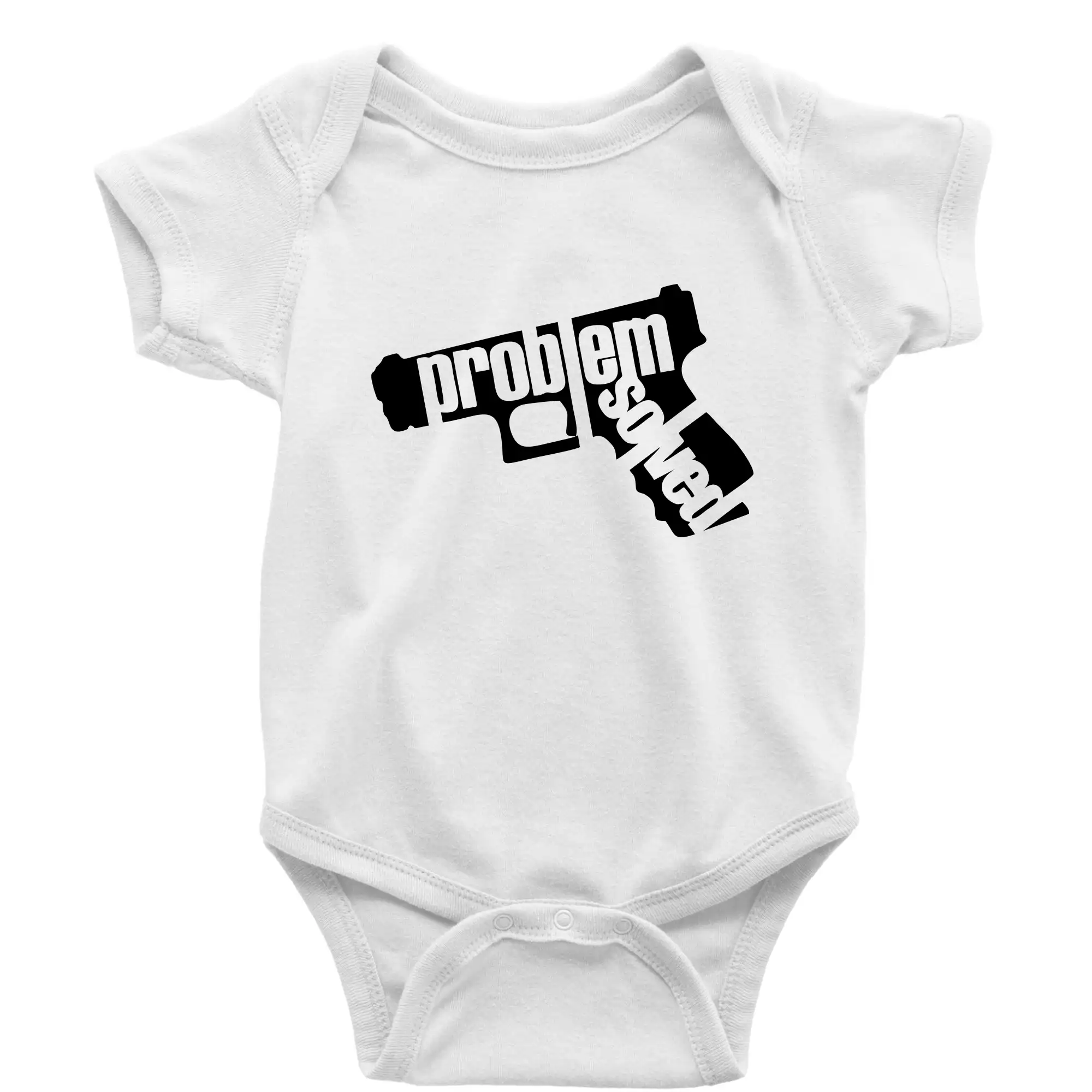 Tričká Problem Solved - Problém - zbraň - Body dojčenské s krátkym rukávom