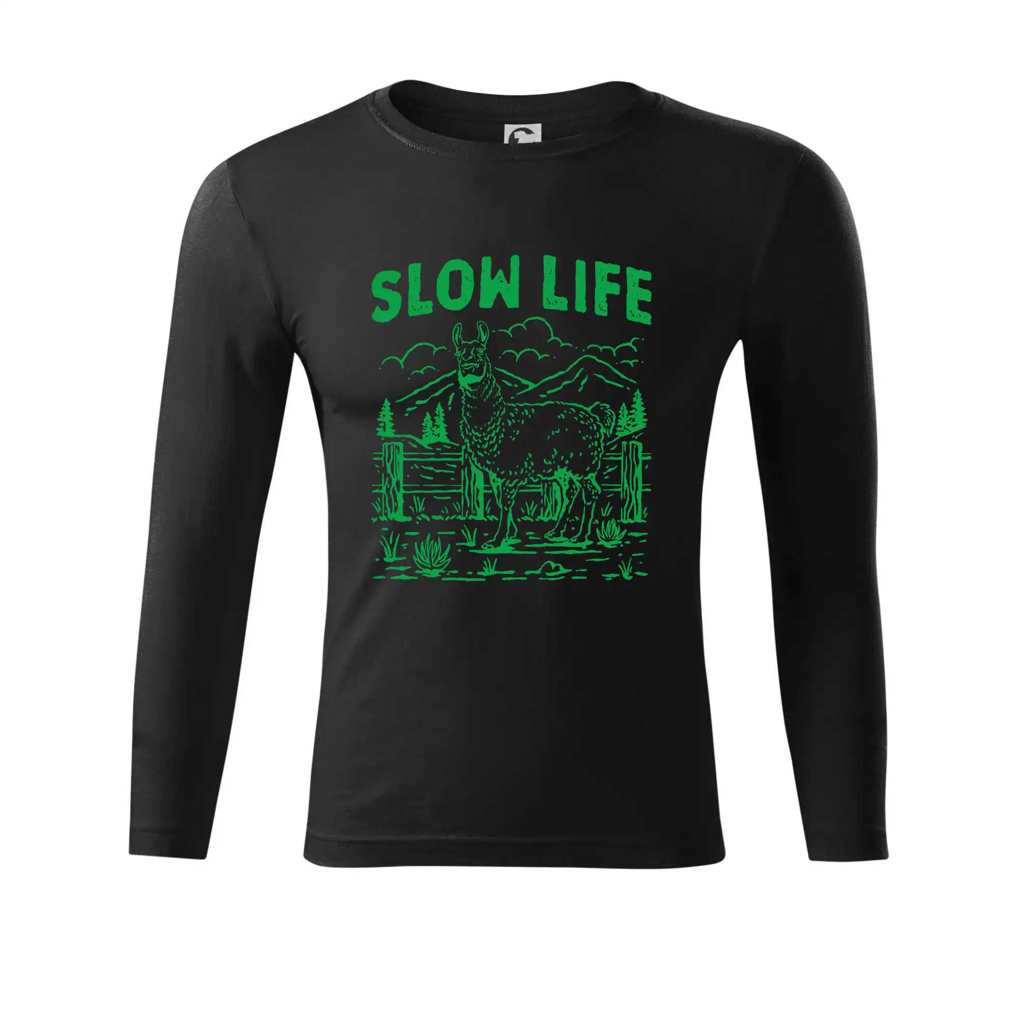 Tričká so zvieratami - Slow Life Lama - Tričko Progress s dlhým rukávom