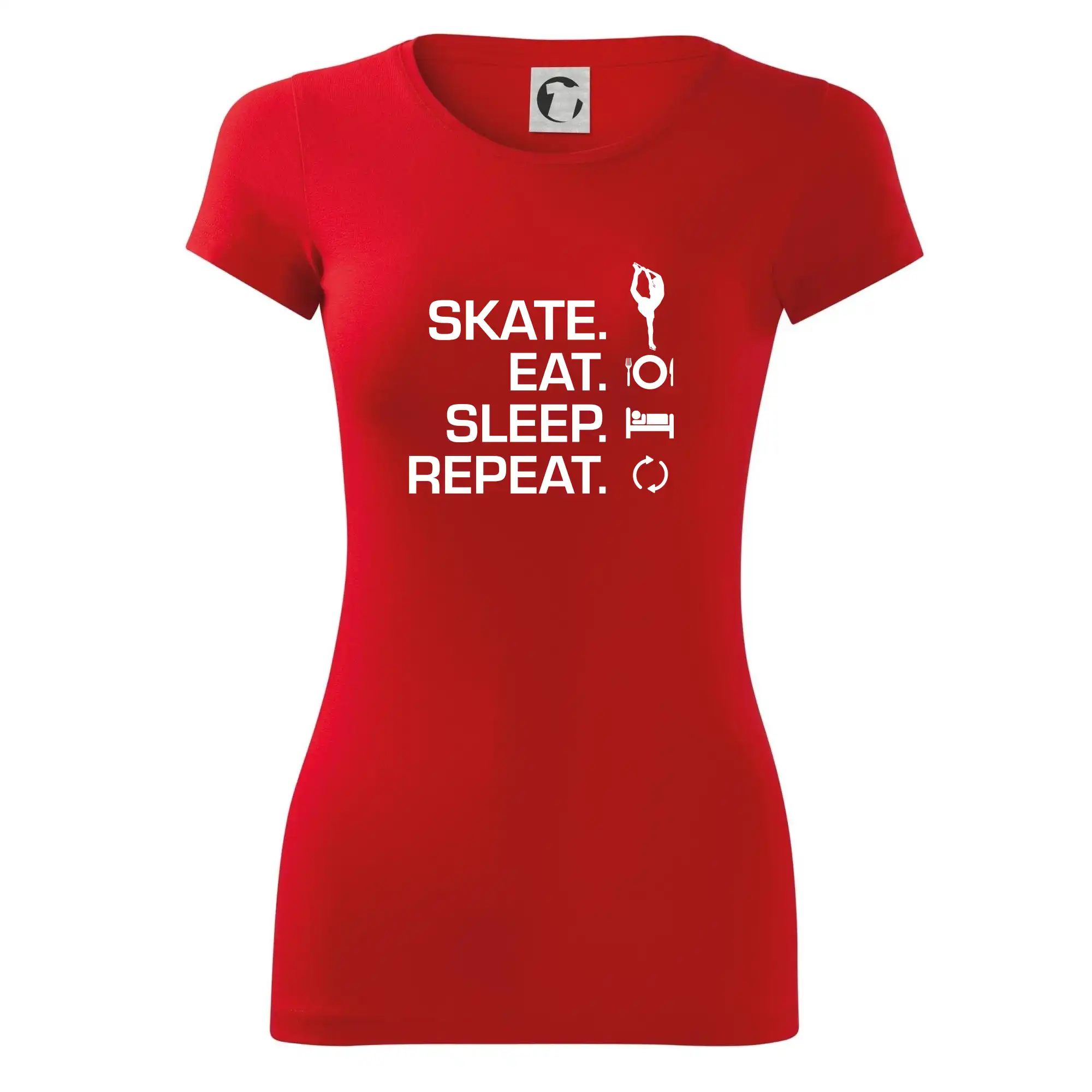 Tričká s motívom ľadových korčúľ - Eat sleep skate - ľadové korčuľovanie - Dámske tričko Glance - Priliehavejší strih
