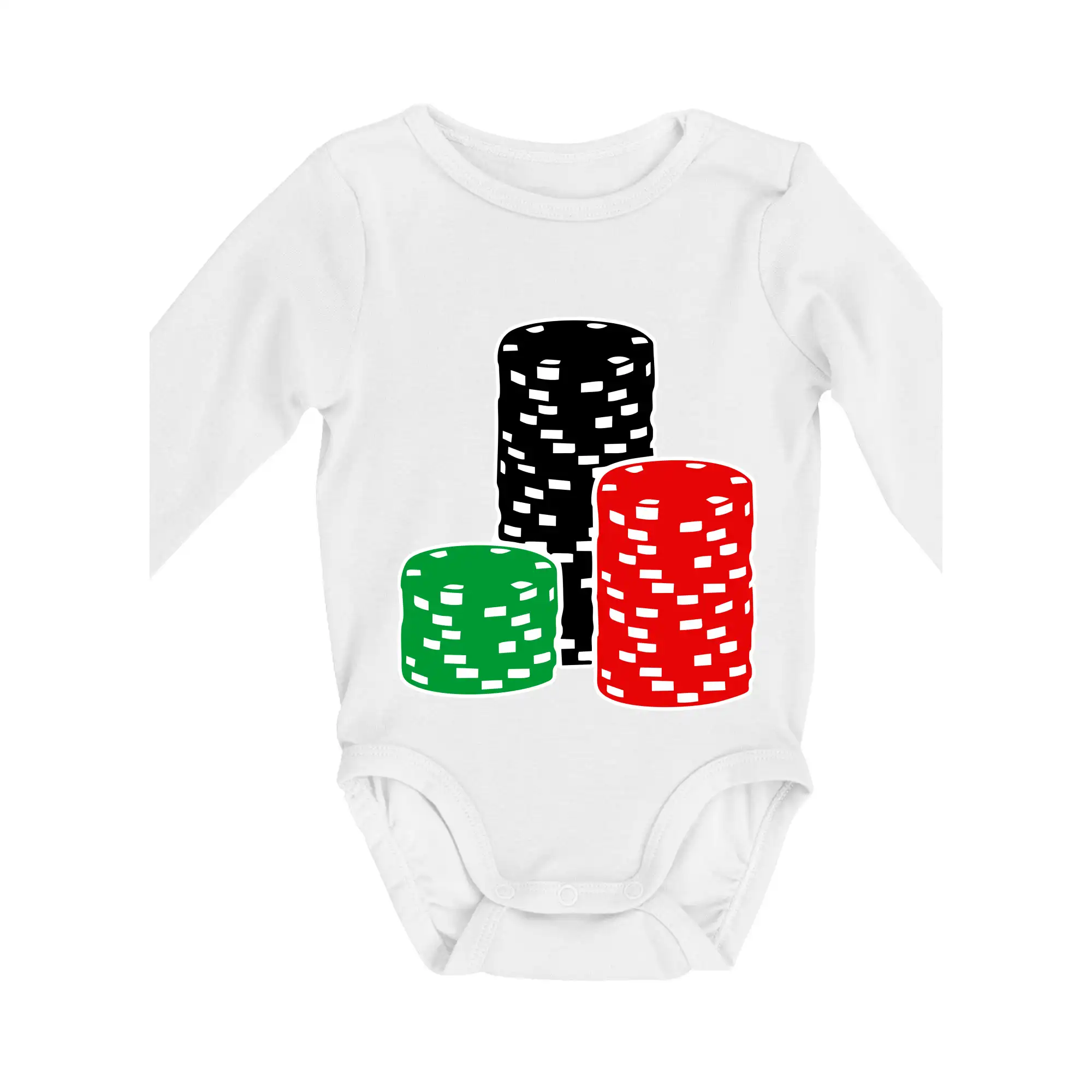 Poker tričká - Poker žetóny - Body dojčenské s dlhým rukávom