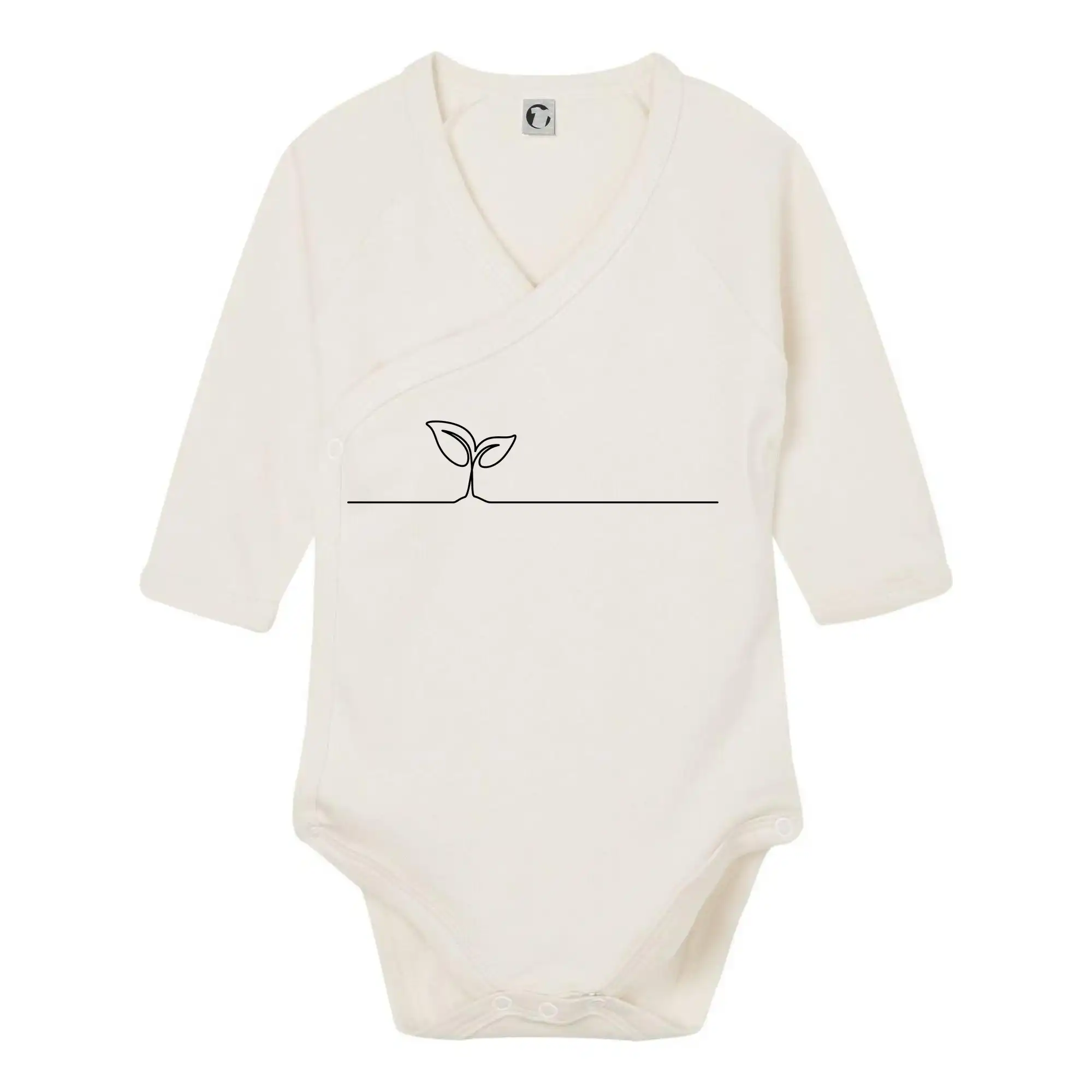 Tričká s kvetinami - Listy kvety linka - Body zavinovacie s dlhým rukávom