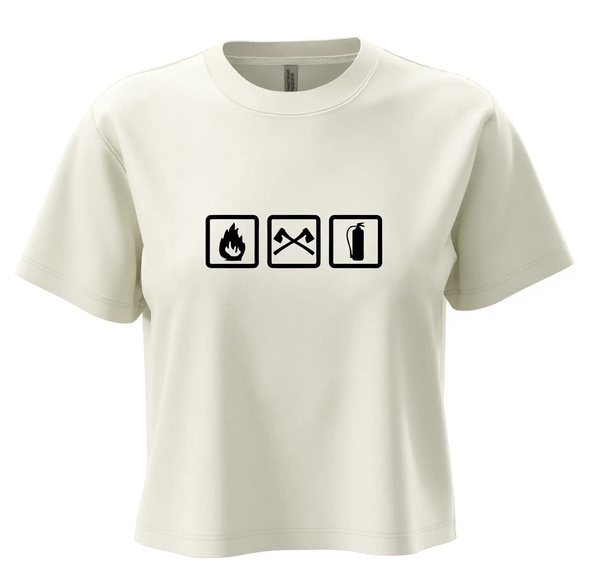 Originálne tričká pre hasičov - Hasiči 3 loga - Boxy cropped tričko OVERSIZE