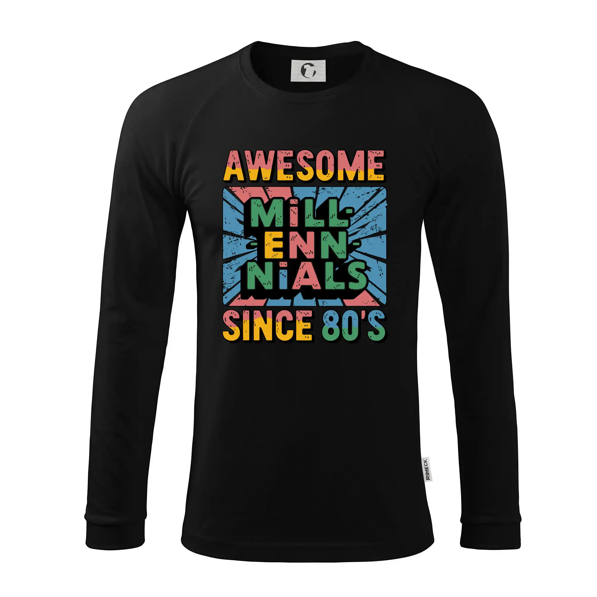 Tričká s motívmi ktoré frčia na internete - Generace Y - Barevný Awesome Millennials Since 80's - Pánske tričko s dlhým rukávom LS130