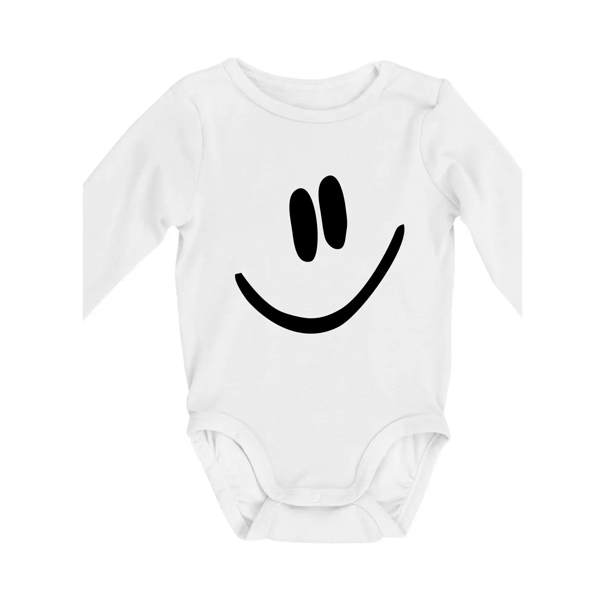 Tričká na párty - Emoji bez obrysu - usmev - Body dojčenské s dlhým rukávom