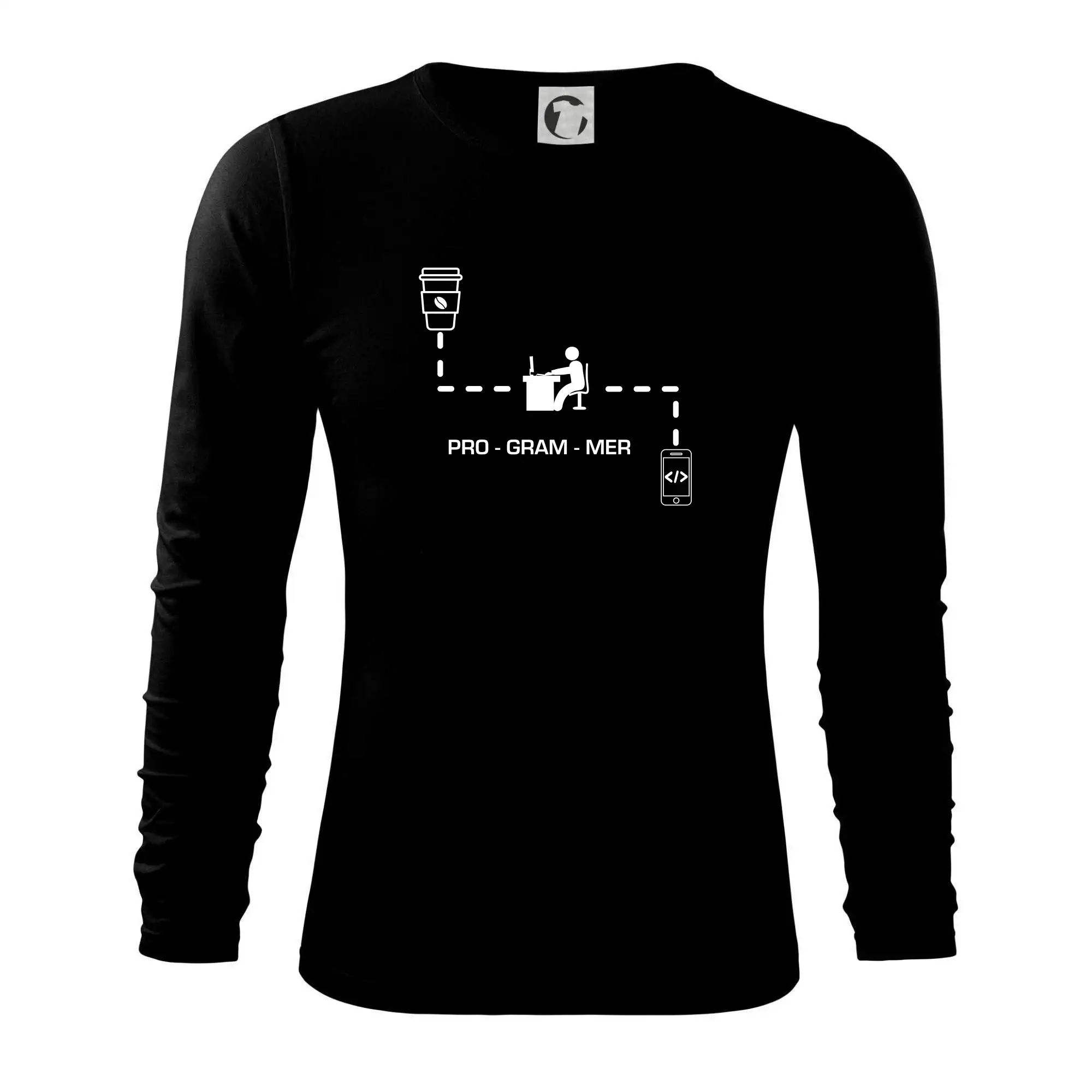 Tričká pre ajťákov - Programátor mobil - Tričko s dlhým rukávom FIT-T long sleeve