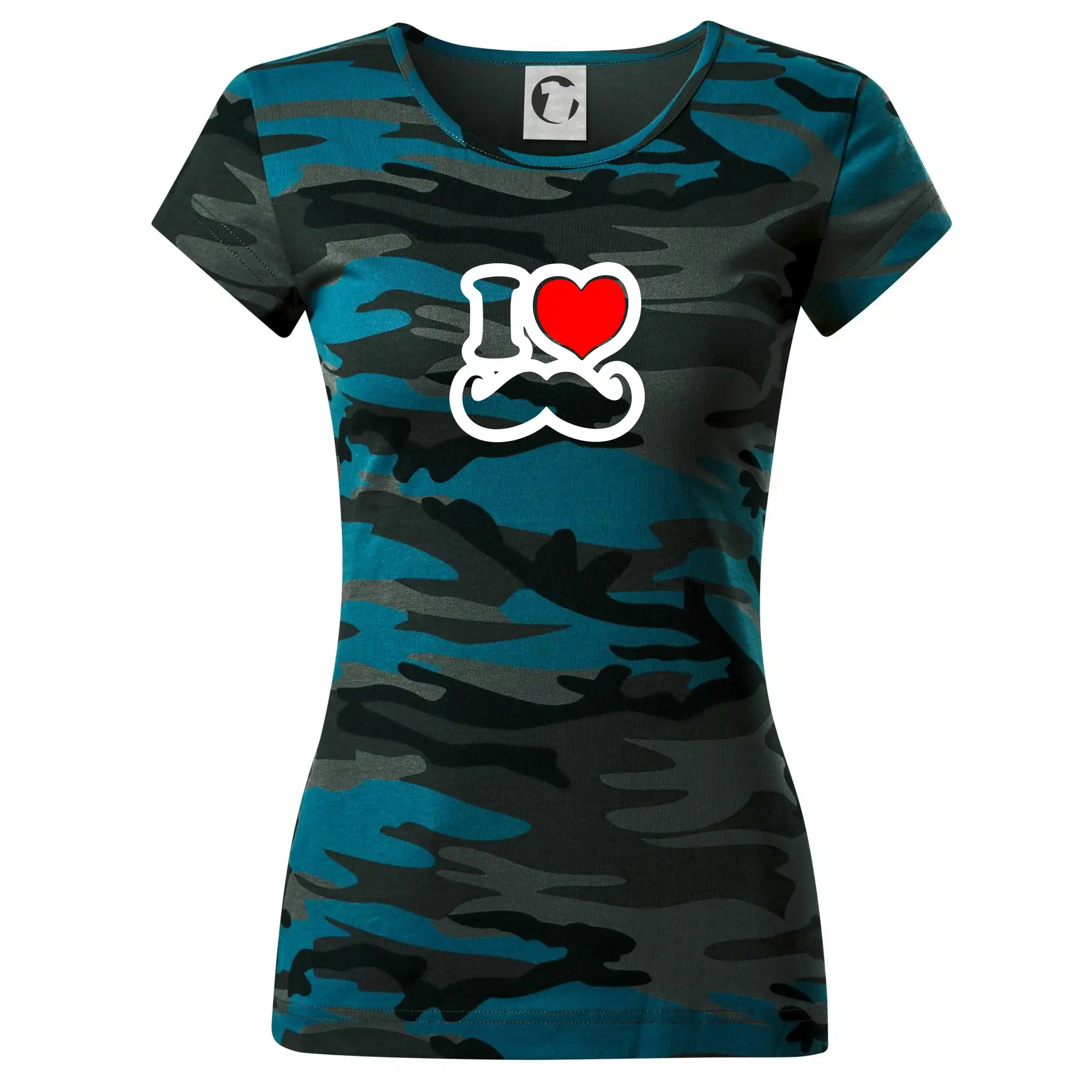 Tričká s fúzikmi - i love mustache - obrys - Dámske maskáčové tričko