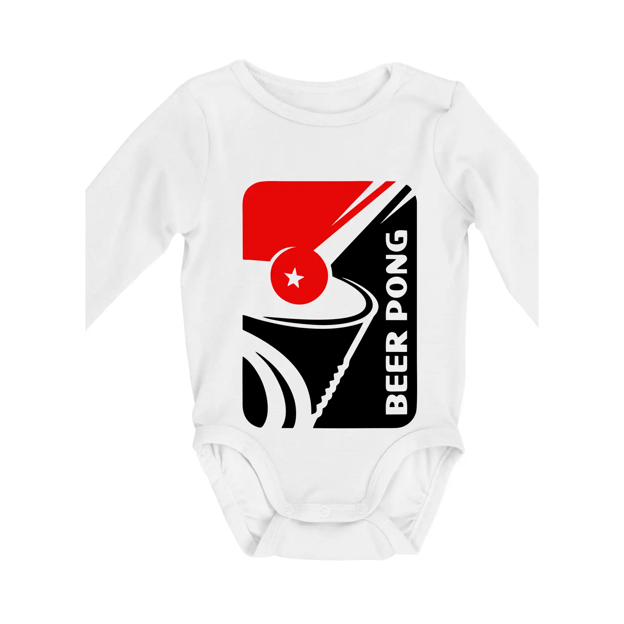 Vtipná tričká pre pivárov - Beer pong - Body dojčenské s dlhým rukávom