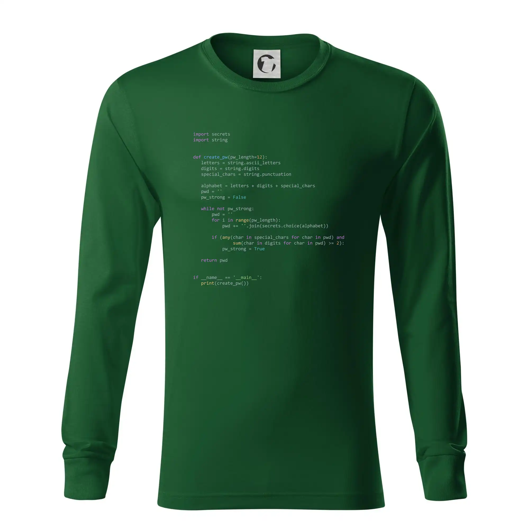 Tričká pre ajťákov - Python Generátor hesiel - Tričko s dlhým rukávom LS R05