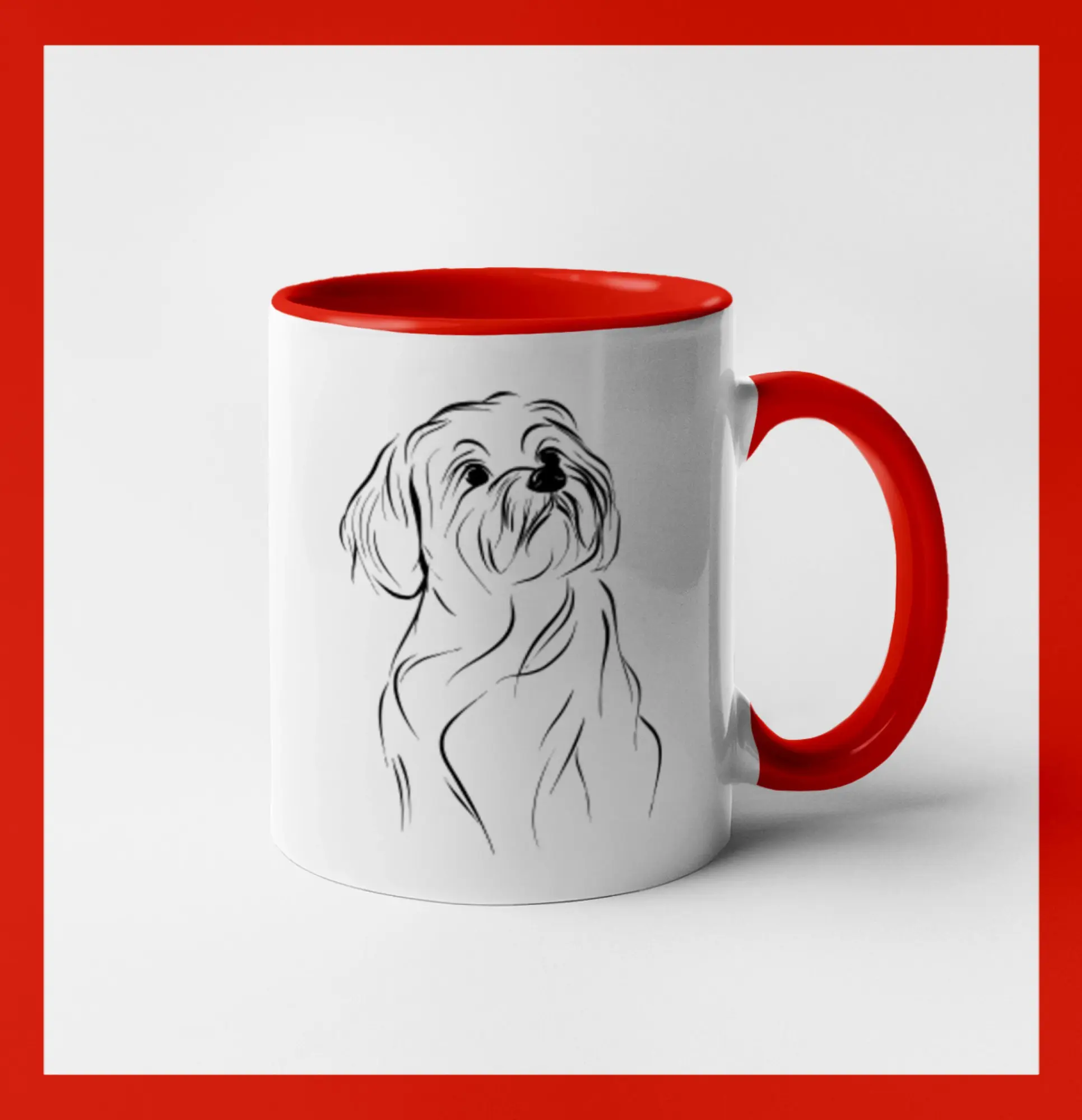 Lhasa Apso černý nákres slabé linky